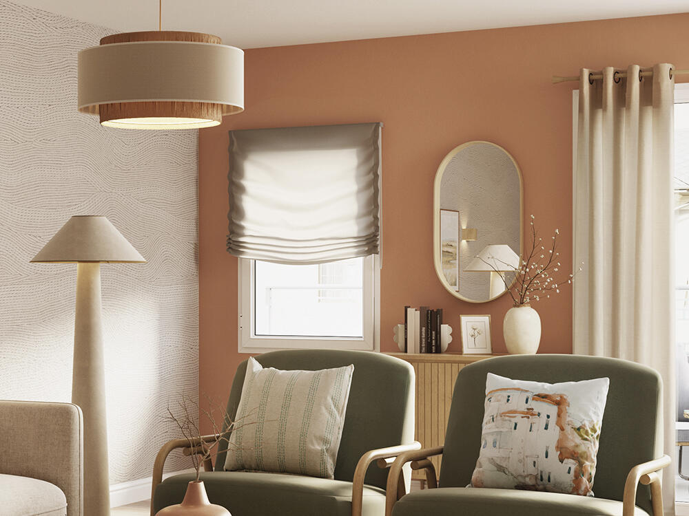 Estor plegable paquetto semi-transparente Charlina 120x175 cm poliéster liso beige INSPIRE con cadena - 15