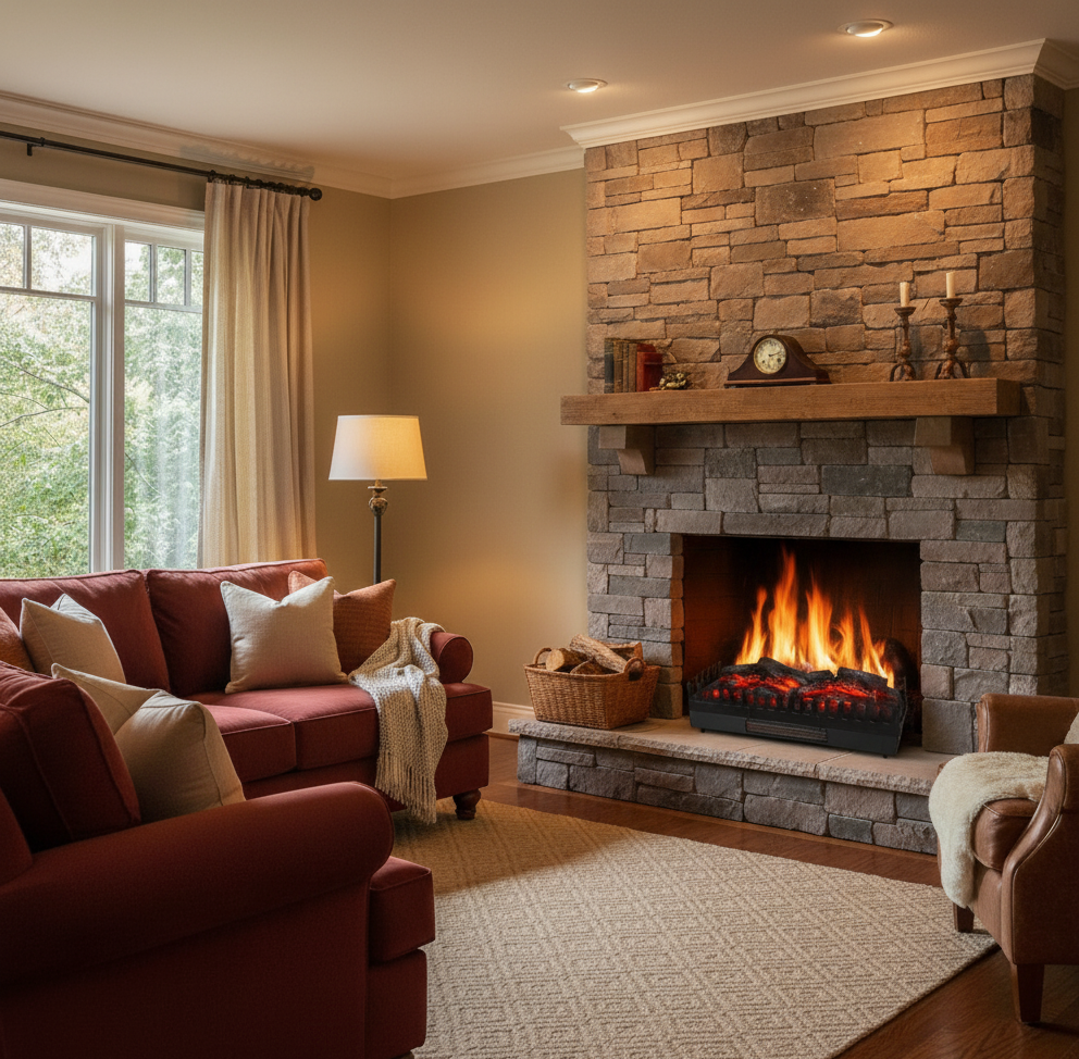 Foyer à bûches électrique effet flammes XL - 5