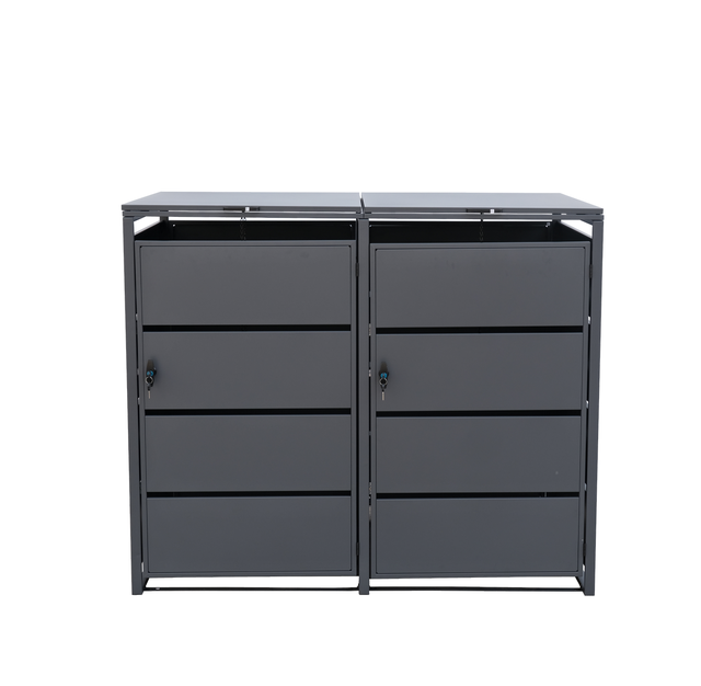 Osłona obudowa śmietnika podwójna metalowa antracyt 115x137x78 cm DLH