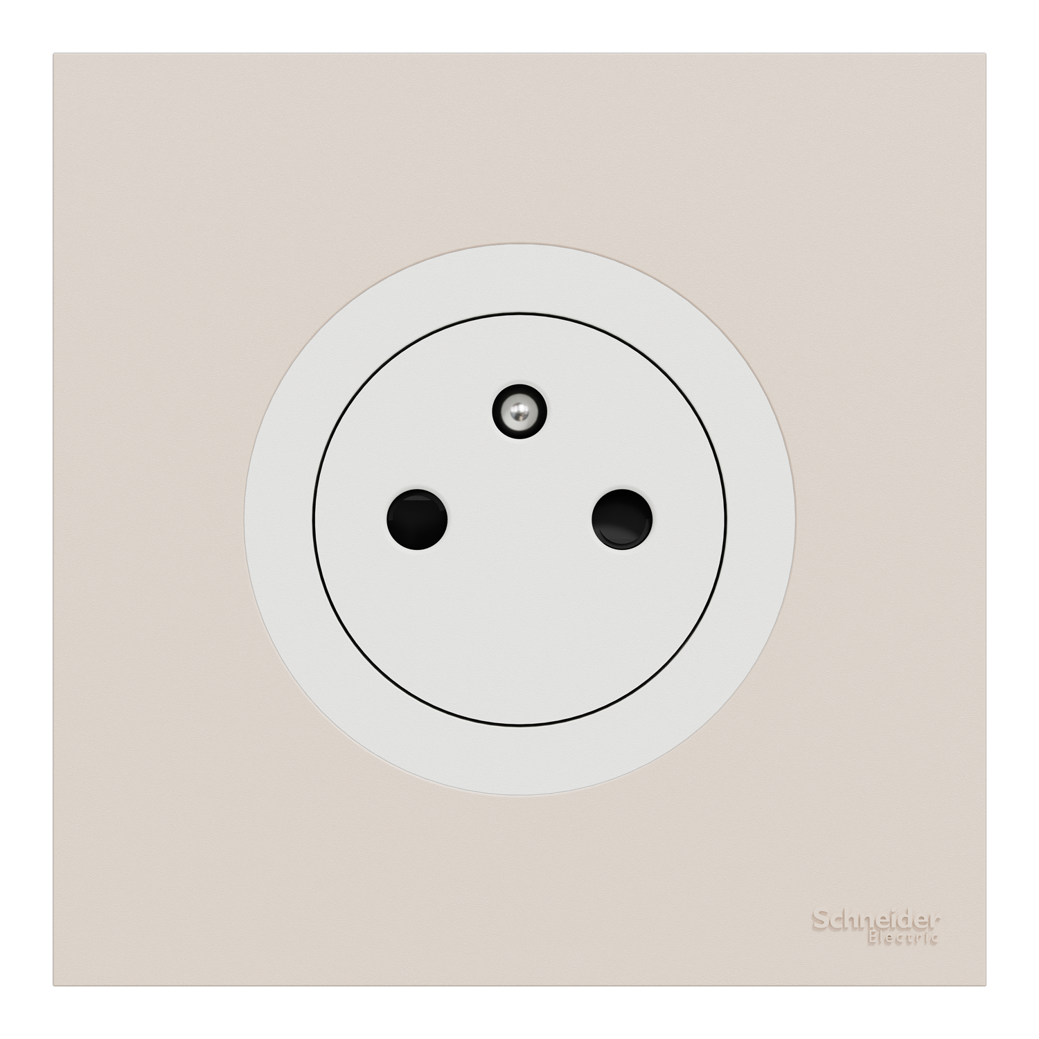 Prise avec terre affleurante complet Odace, SCHNEIDER ELECTRIC, blanc/beige
