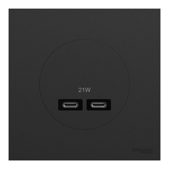 Prise USB Double Schneider Electric Odace Type A+C 5V 2,4A - Blanc S520401