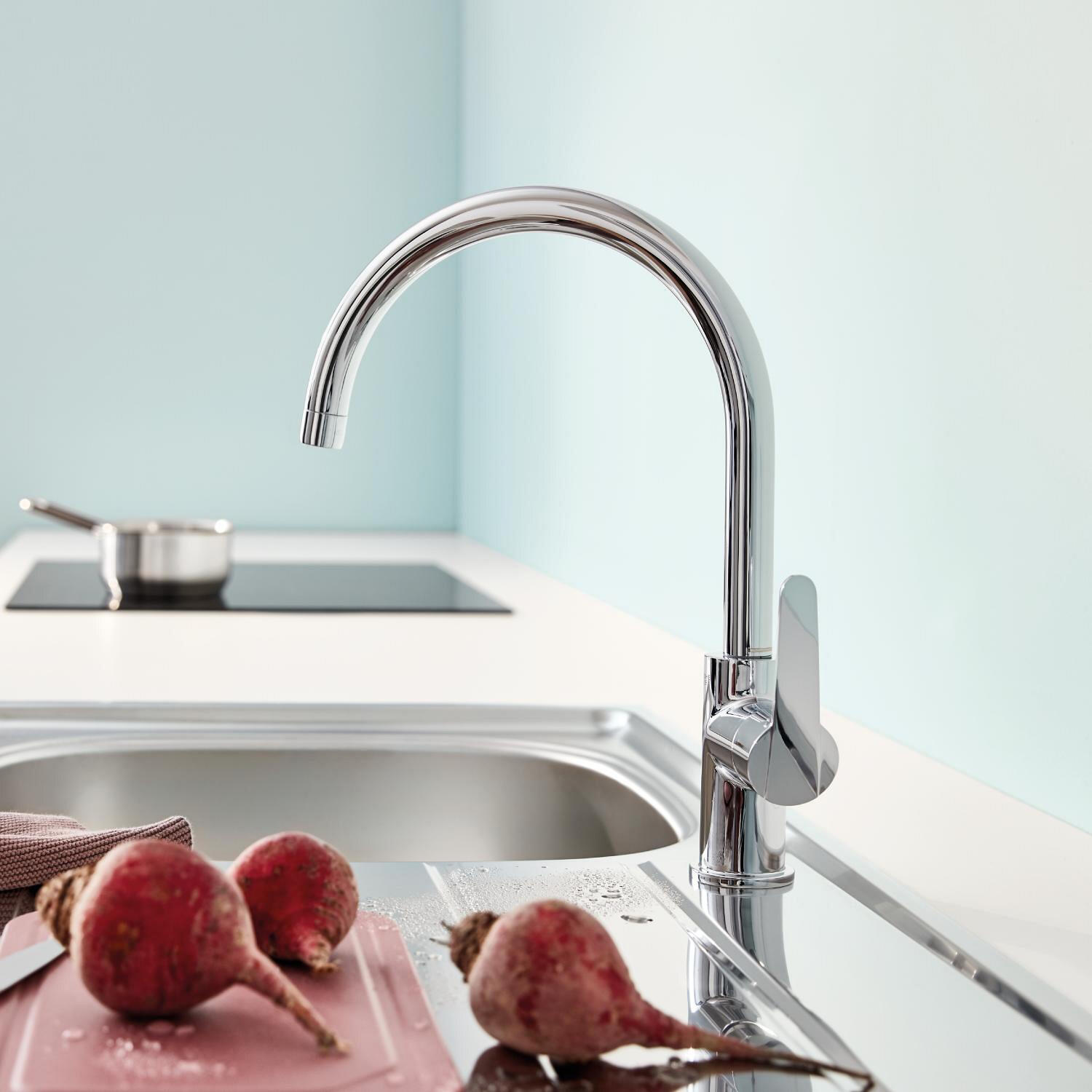 Torneira de bancada cinza cromado Grohe Start Clova - 5