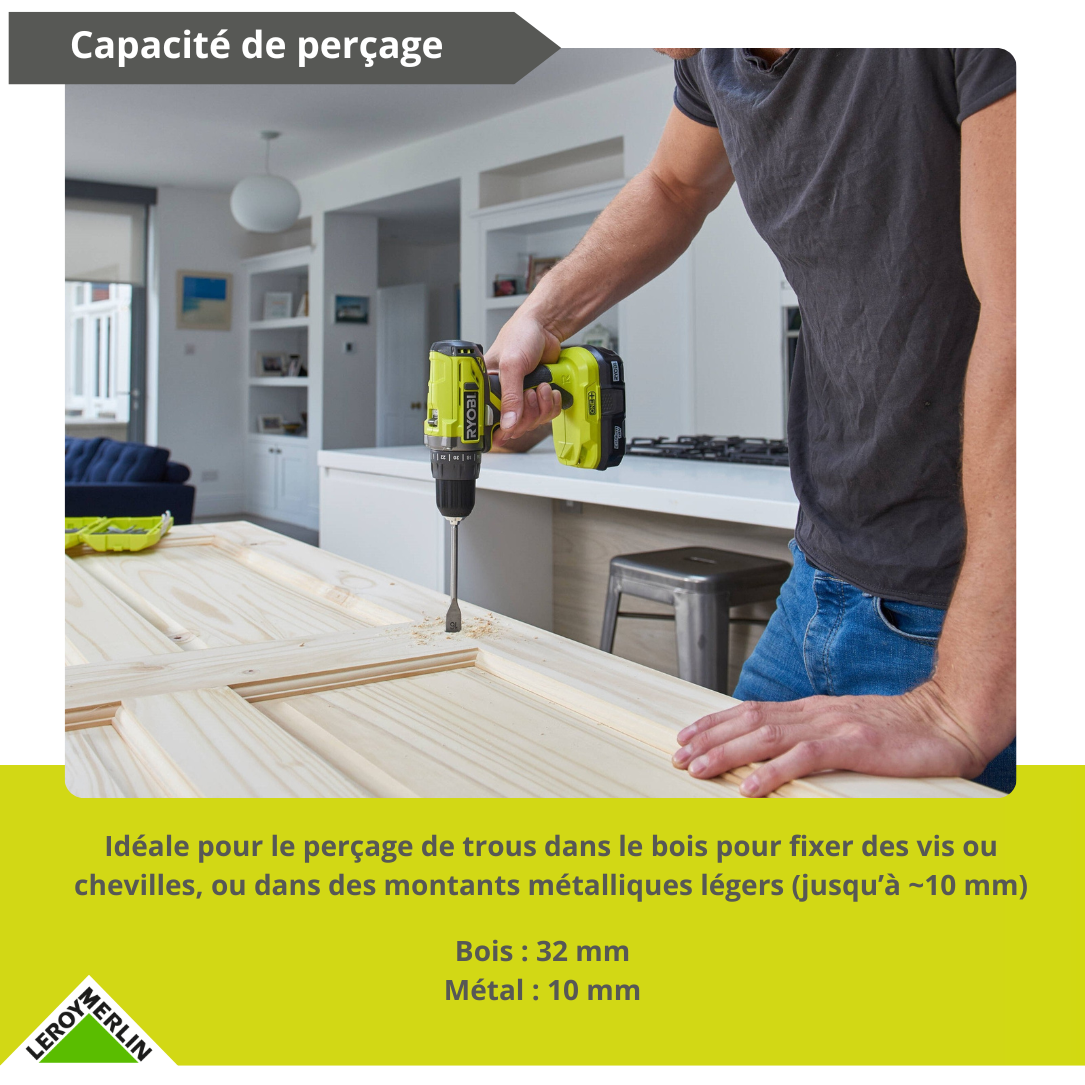 Perceuse sans fil 18 V RYOBI R18dd2-220s, 40 Nm + 2 batteries 2Ah - 4