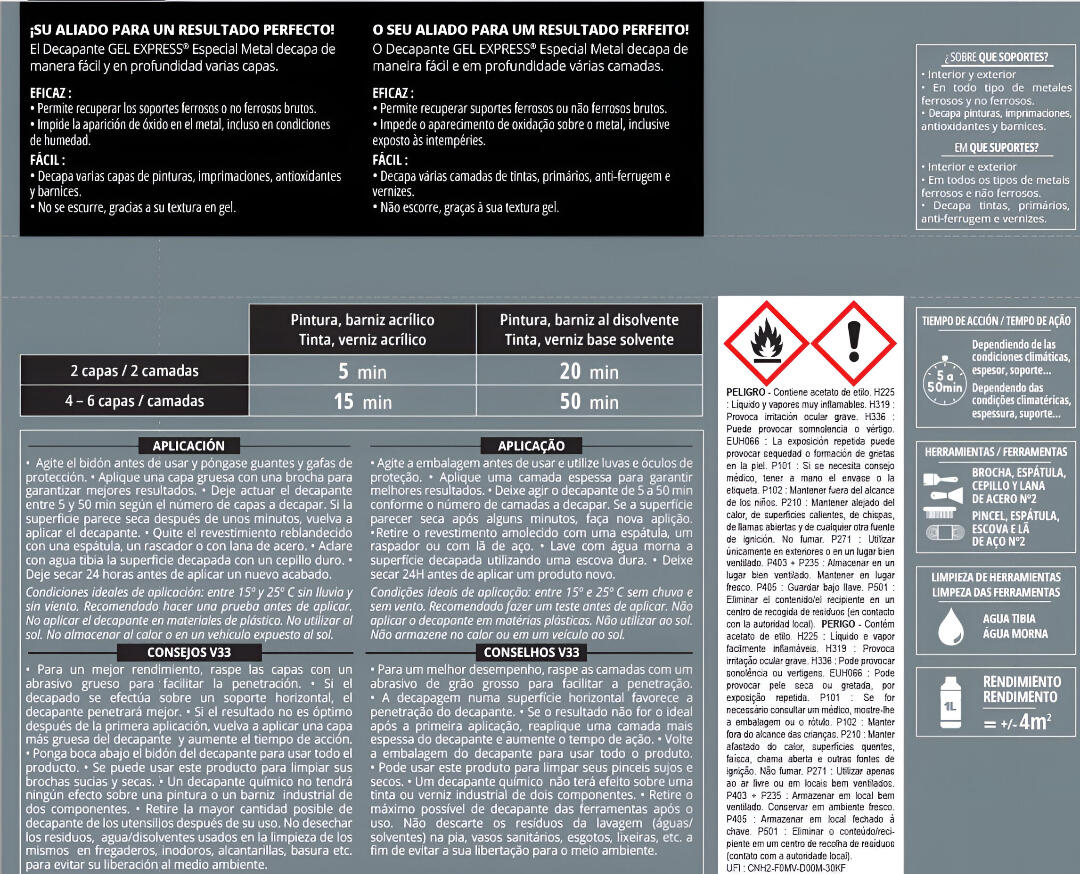Decapante para metal V33 1L - 2