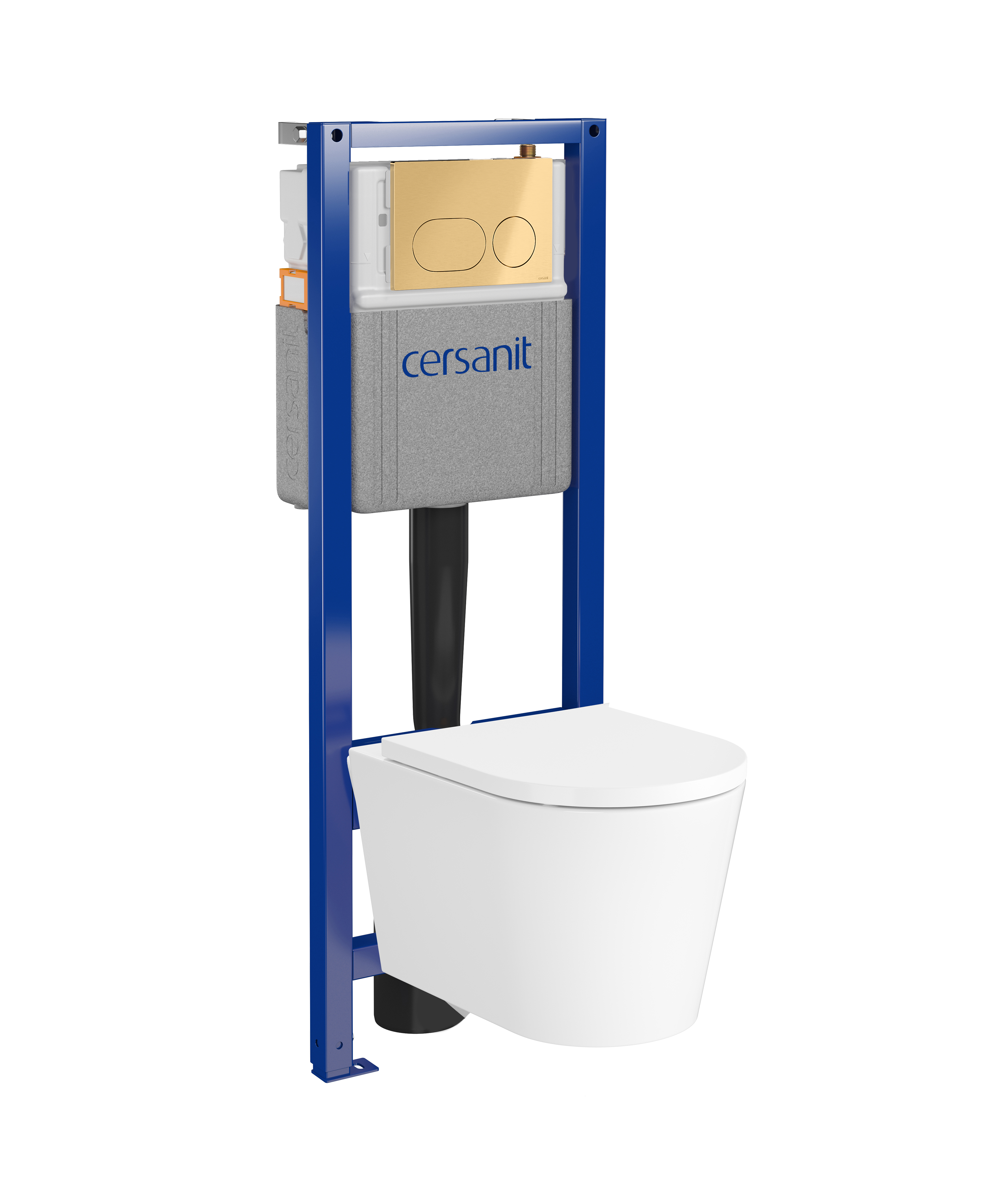 Zestaw podtynkowy WC Xeno miska WC wirowa deska WC duroplast przycisk Auro złoty Cersanit