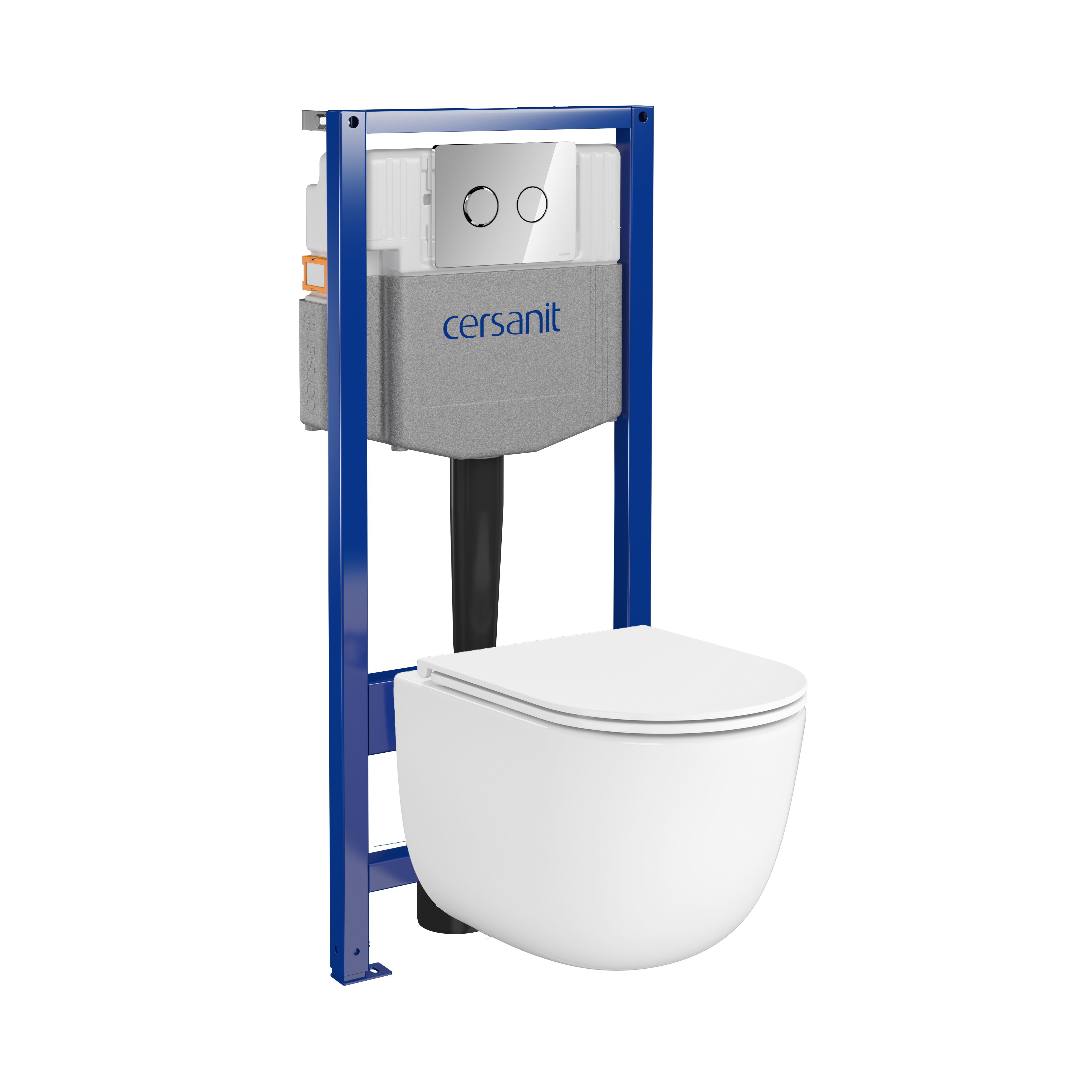 Zestaw podtynkowy WC pneumatyczny Fiori miska WC wirowa deska WC duroplast przycisk Sido chrom Cersanit
