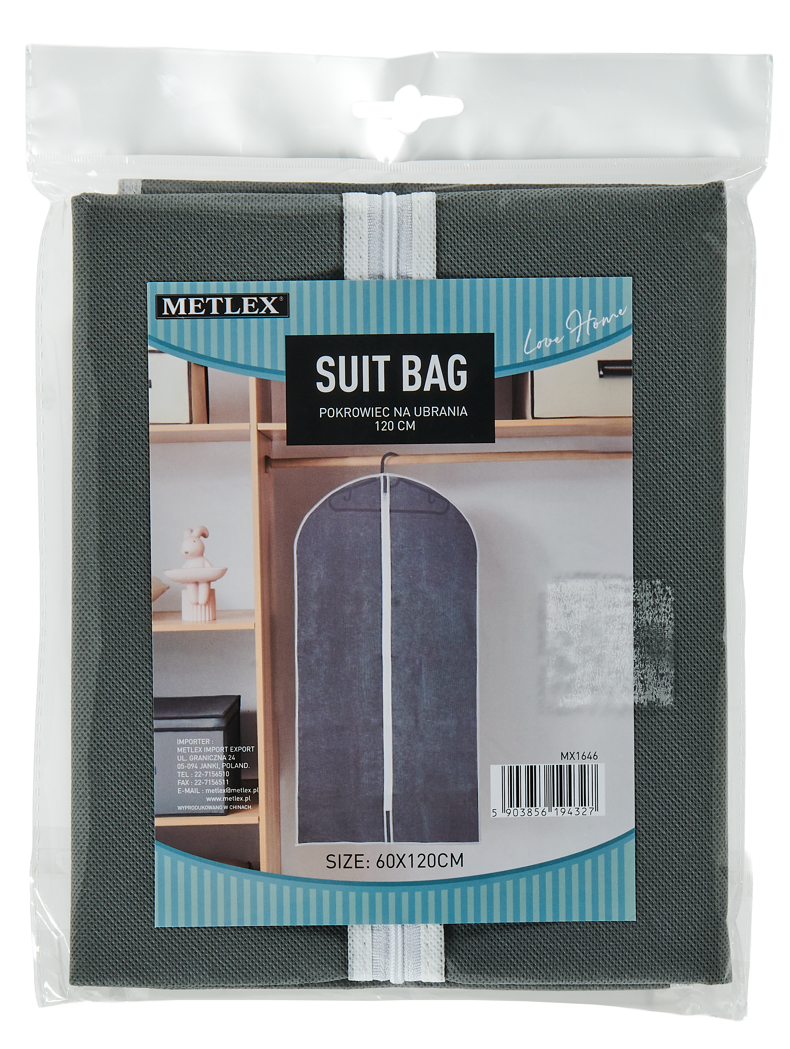 Pokrowiec na ubrania szary 60 x 120 cm - 2