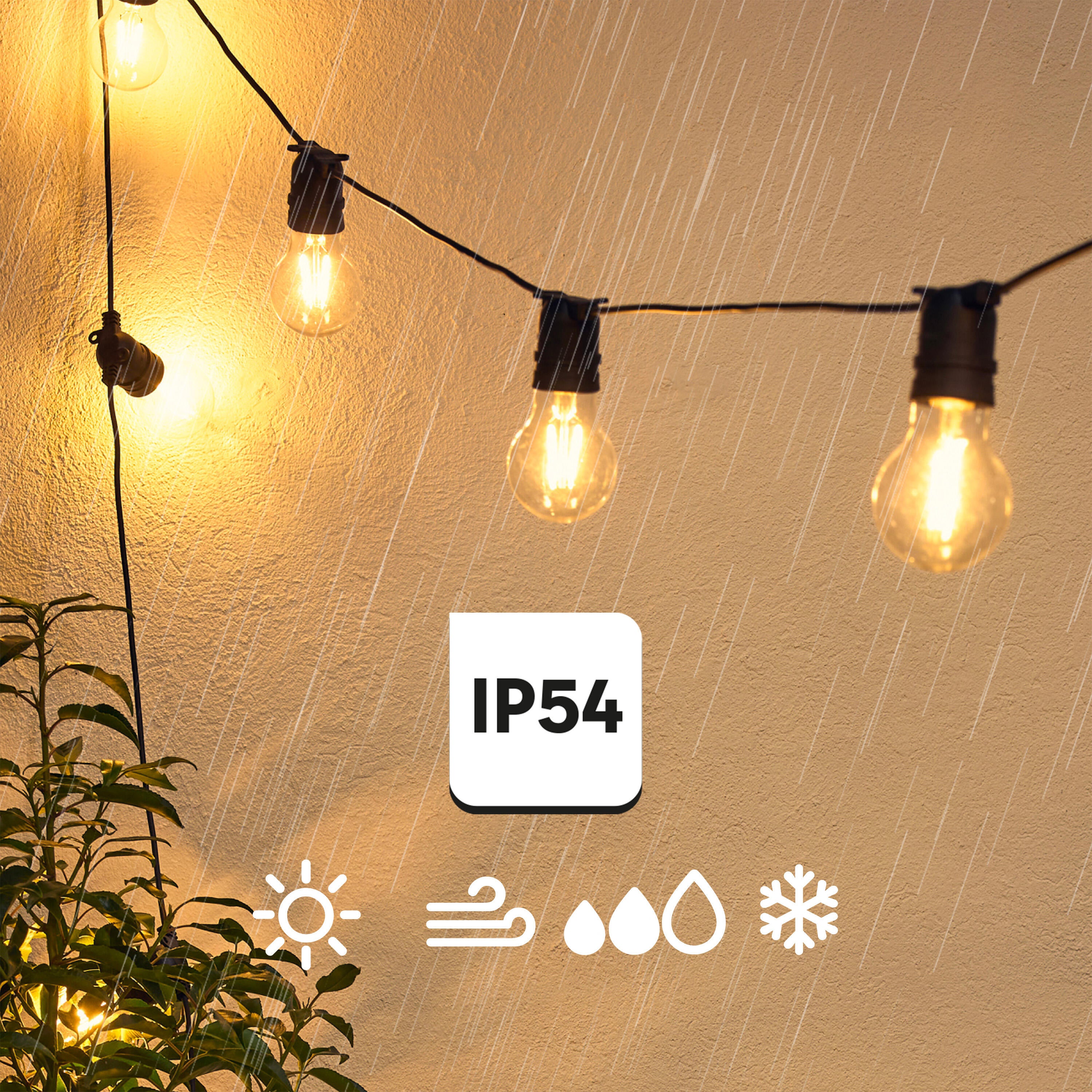 Grinalda solar 5 m 10 luzes 440 lúmens 2700 K IP44 exterior preto Inspire - 5