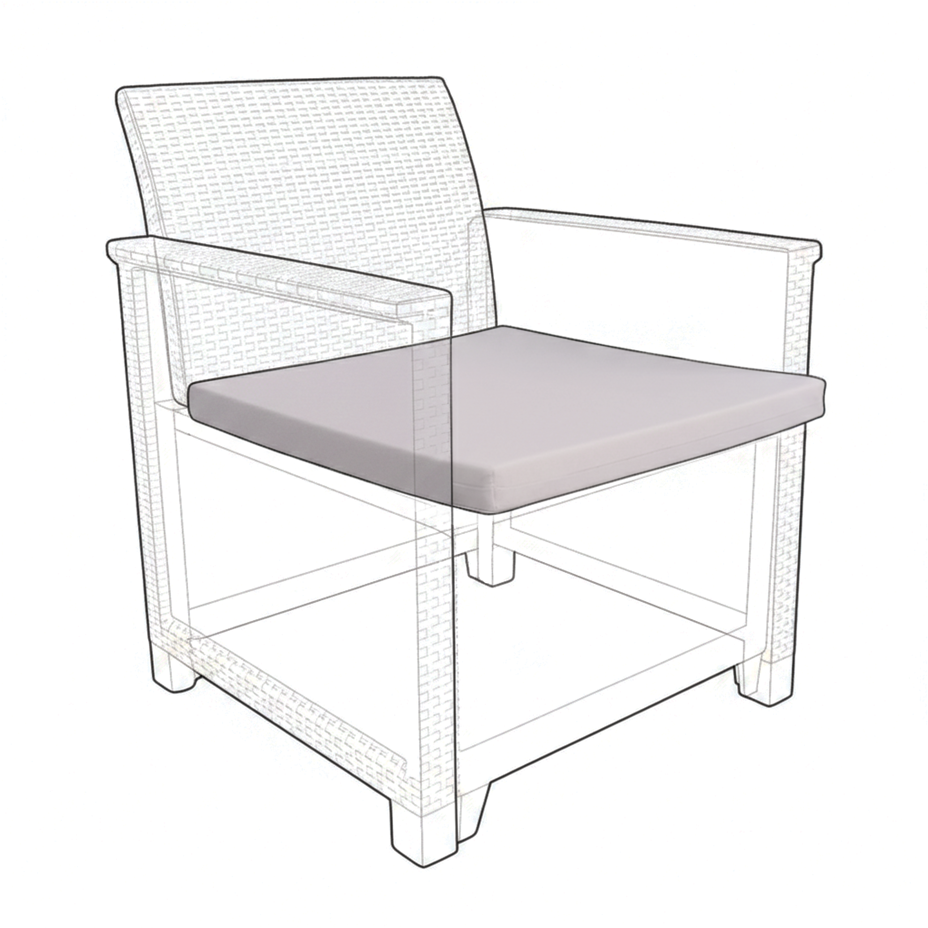 Almofada de assento para conjunto relax resina 50x56 cm Naterial - 2