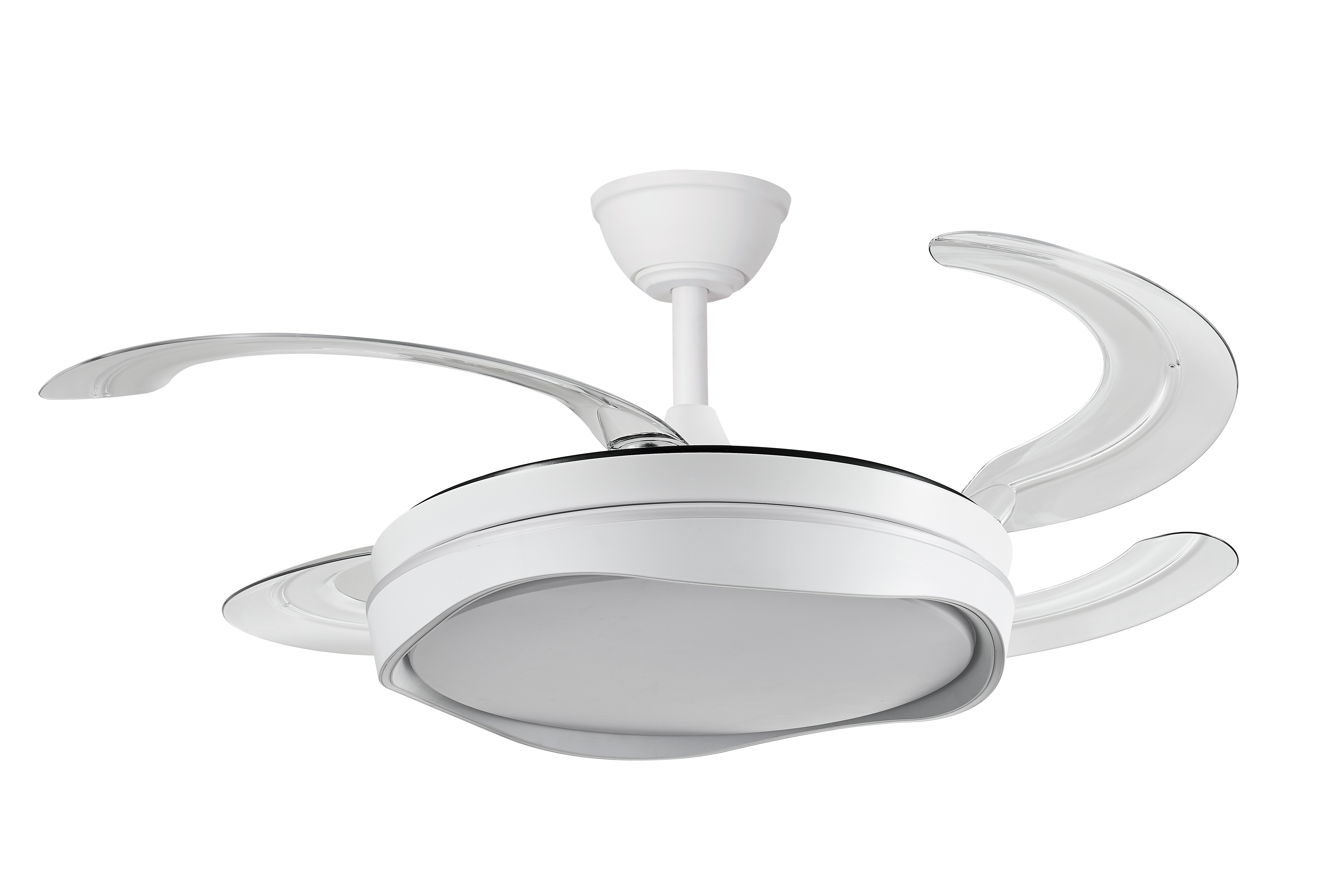 Ventilador de techo con luz silencioso DC 30W con mando ø120 cm Atlas CRISTAL RECORD blanco luz CCT 4 aspas retráctiles tipo lámpara| 7 velocidades| recomendado de 20 a 40m² - 4