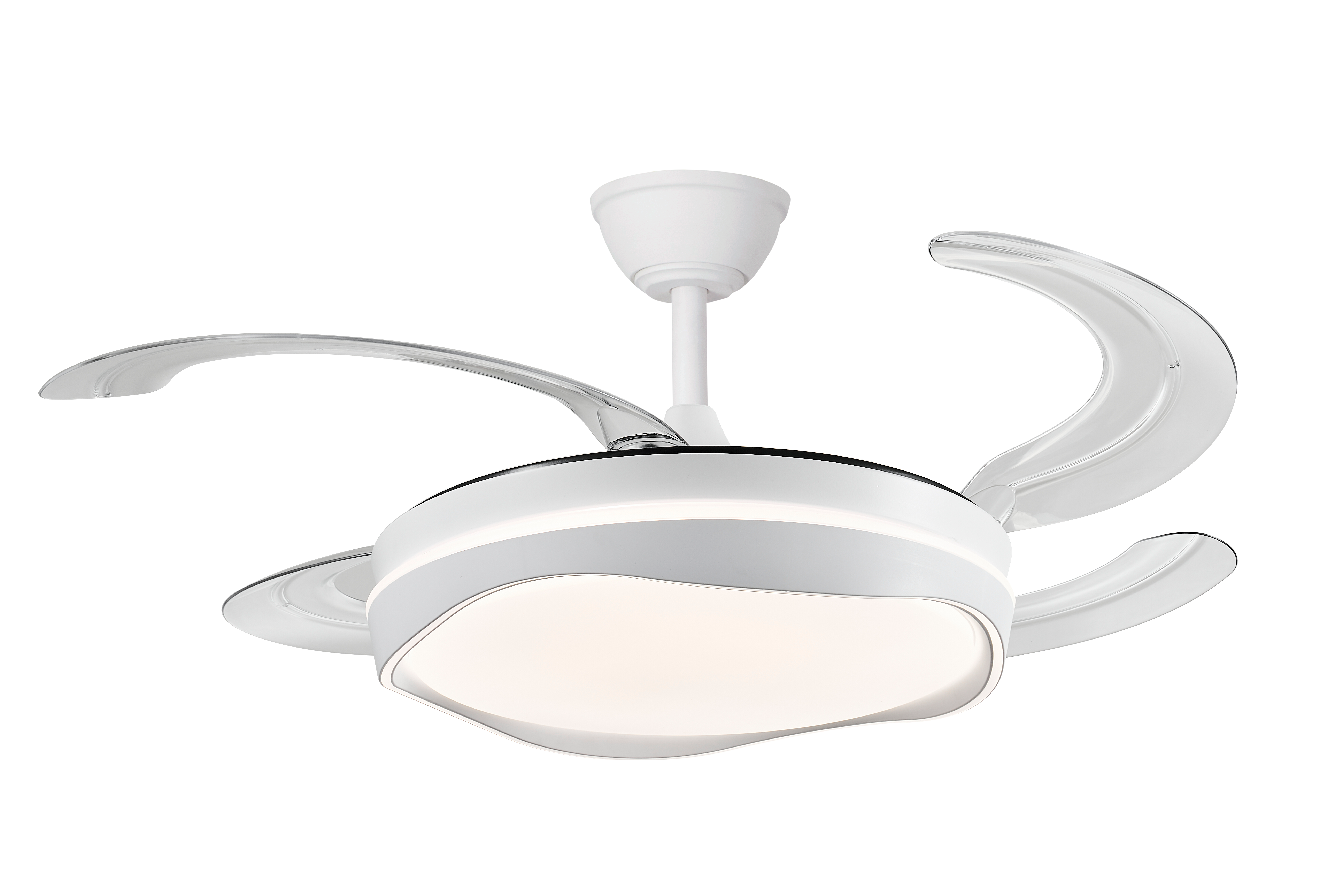 Ventilador de techo con luz silencioso DC 30W con mando ø120 cm Atlas CRISTAL RECORD blanco luz CCT 4 aspas retráctiles tipo lámpara| 7 velocidades| recomendado de 20 a 40m² - 2