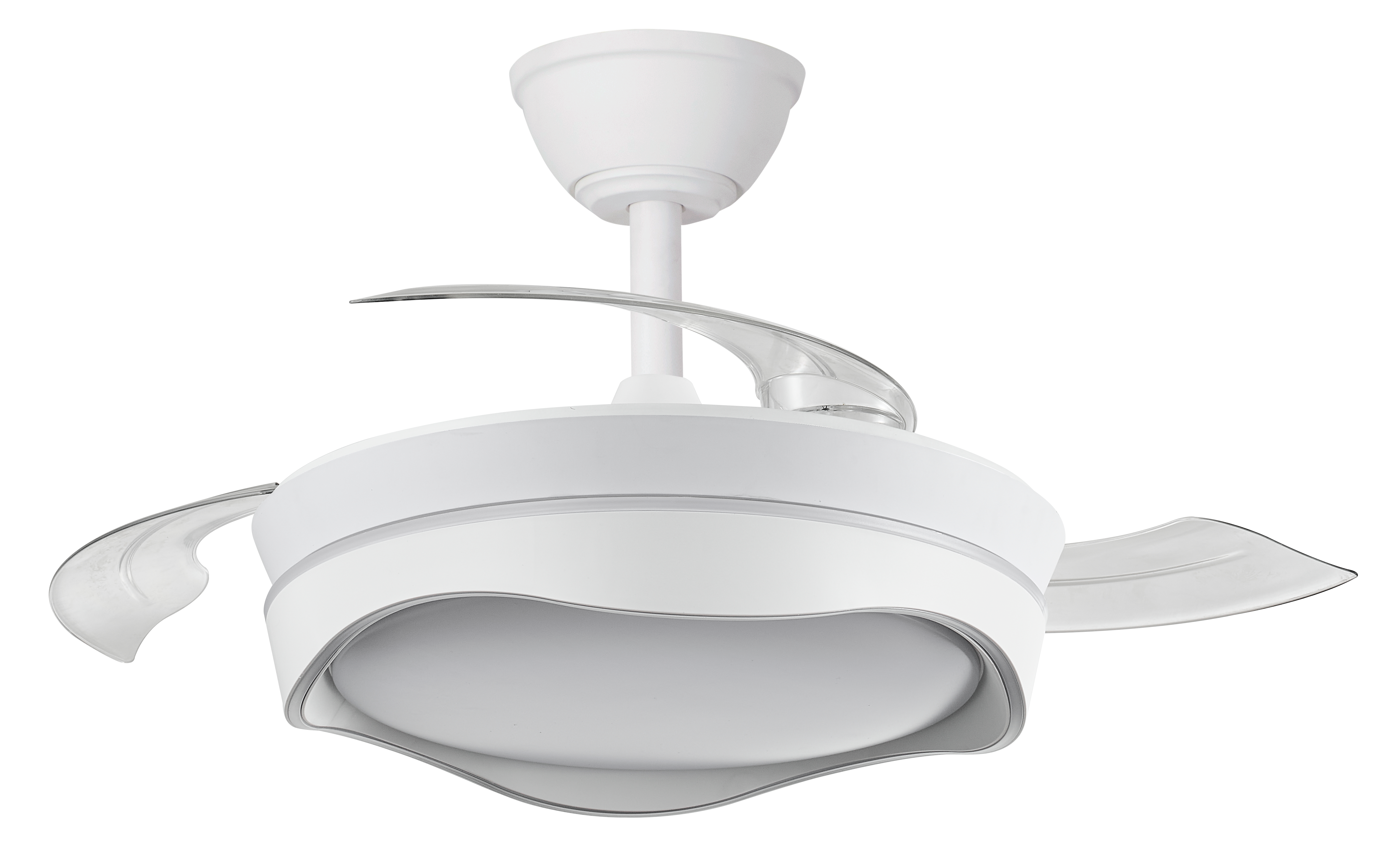 Ventilador de techo con luz silencioso DC 30W con mando ø92 cm Atlas CRISTAL RECORD blanco luz CCT 3 aspas retráctiles tipo lámpara| 7 velocidades| modo verano/invierno| brisa| recomendado para <13m² - 4