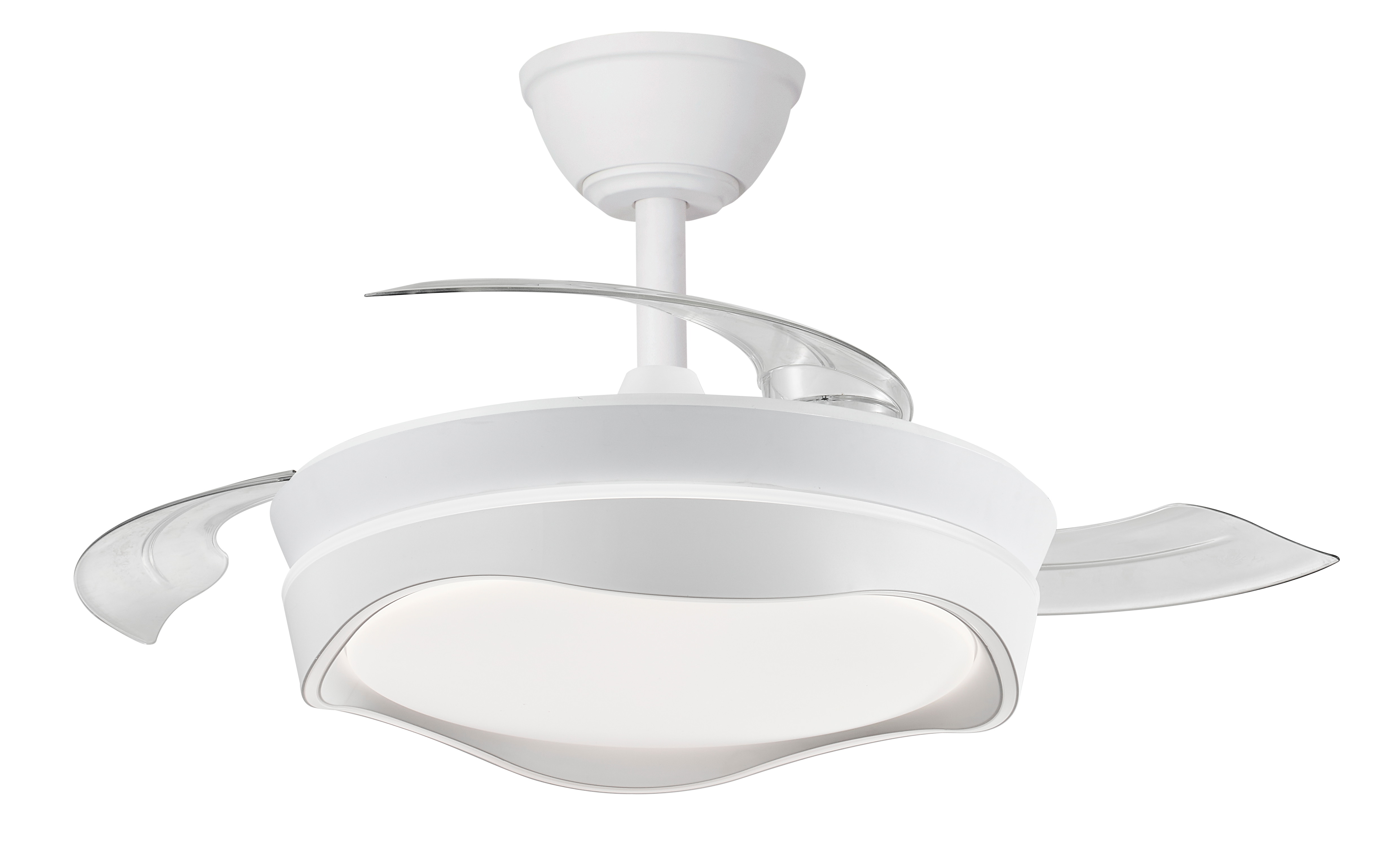 Ventilador de techo con luz silencioso DC 30W con mando ø92 cm Atlas CRISTAL RECORD blanco luz CCT 3 aspas retráctiles tipo lámpara| 7 velocidades| modo verano/invierno| brisa| recomendado para <13m² - 3