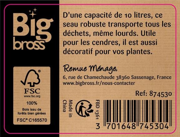 Seau de nettoyage métal avec poignée en bois BIG BROSS 10L - 4