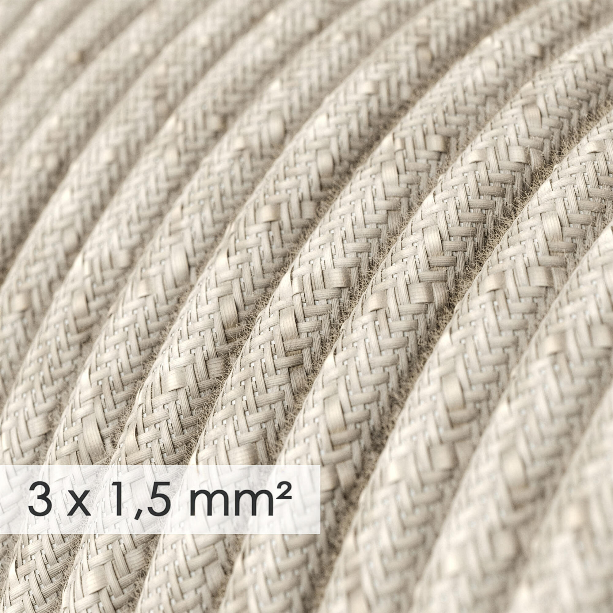 Fil électrique à large section, lin naturel, 3x1.50mm² | Leroy Merlin