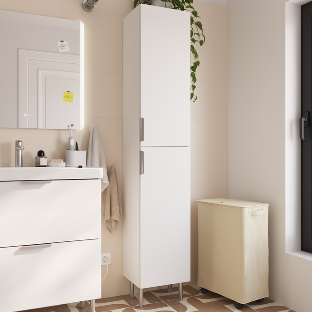 Colonna per mobile bagno Easy SENSEA 2 ante P 31.8 x L 35 x H 188.9 cm bianco laccato truciolare
