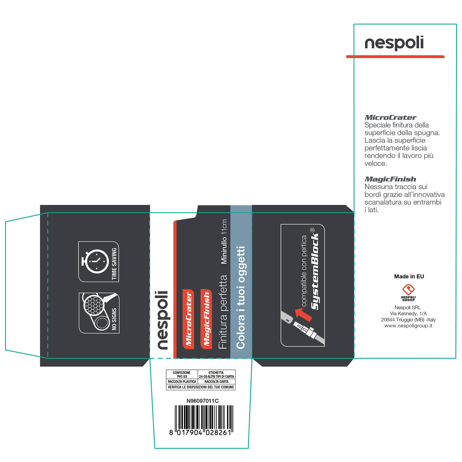 Minirullo per dipingere una superficie liscia Magic Finish soft touch NESPOLI 110 mm - 5