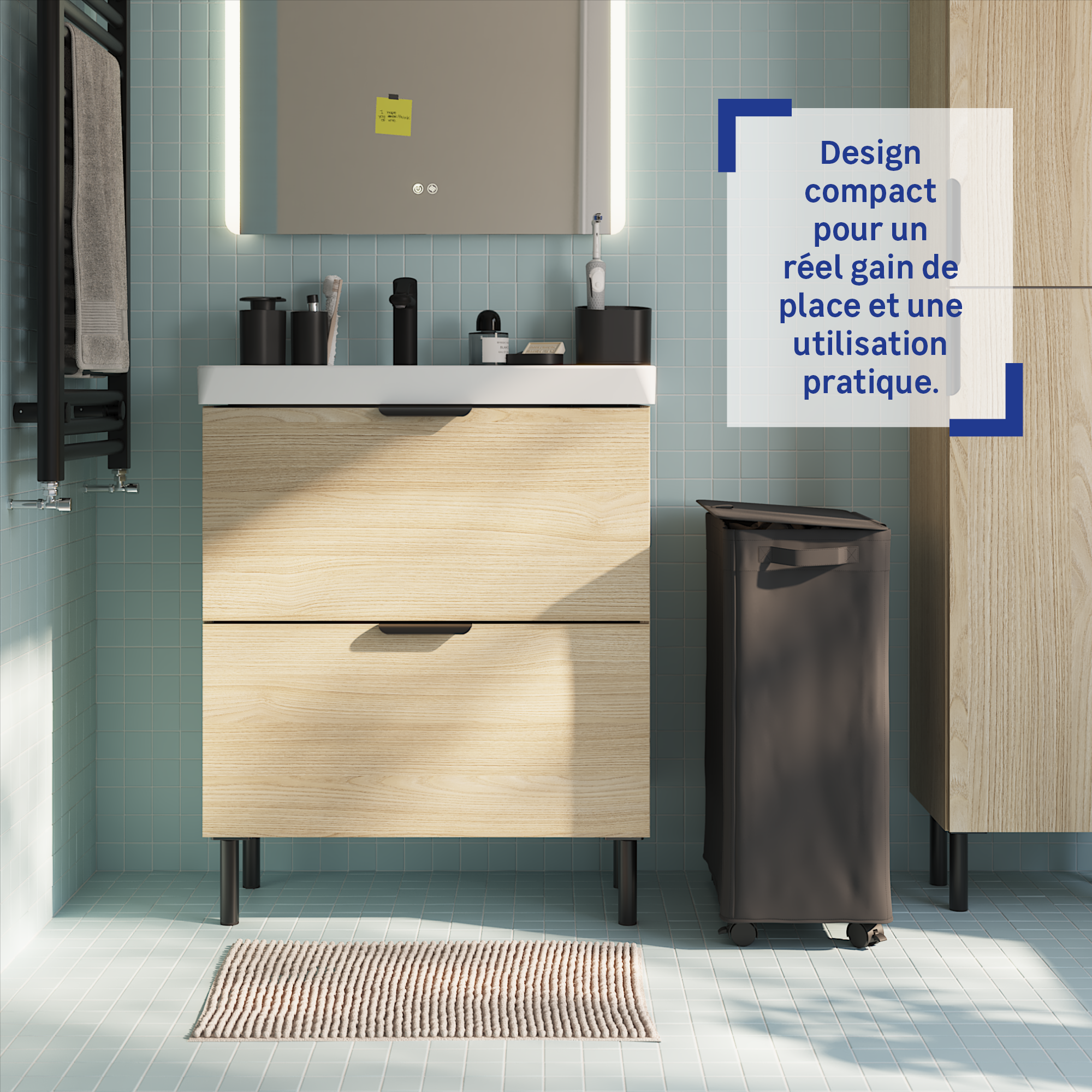 Bac à linge l.26 x H.60 x P.45 cm SENSEA - 4