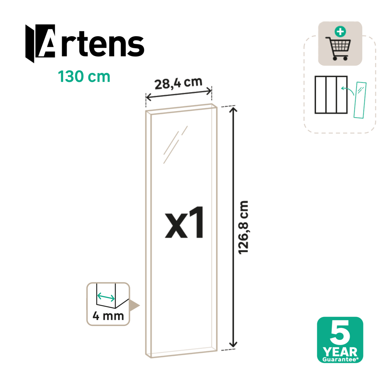 Verre fluté pour verrière Atelier H.130 cm, Ep.4mm - 2