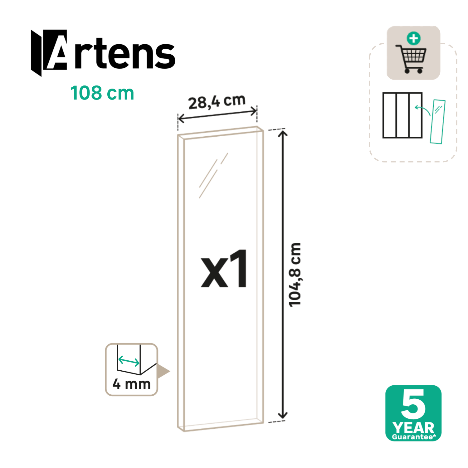 Verre fluté pour verrière Atelier H.108 cm, Ep.4mm - 5