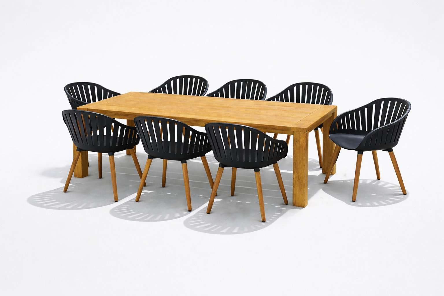 Conjunto de comedor Jambi de color marrón y negro de 8 plazas
 - 3