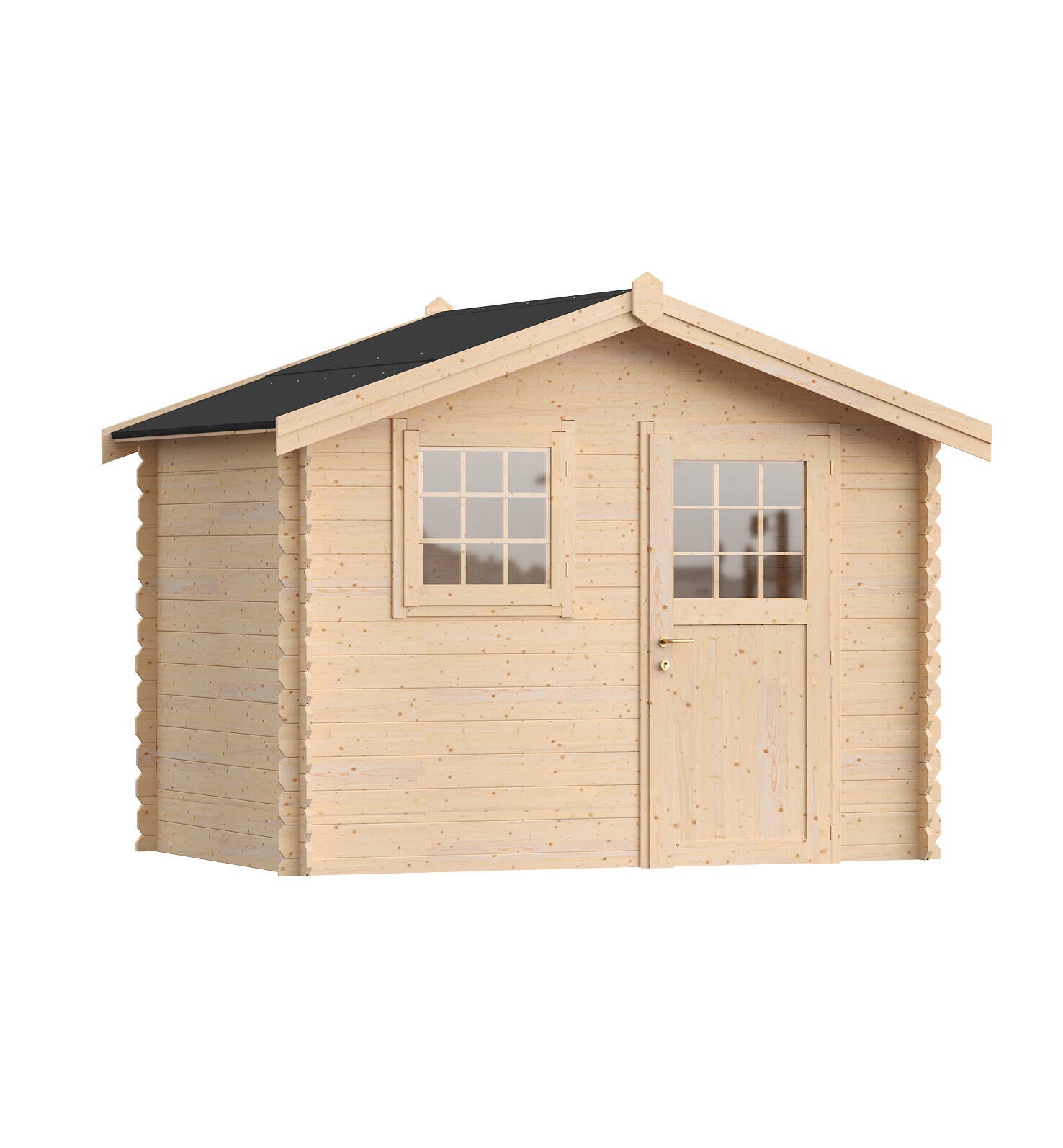 caseta de madera lucca de 315x236x219 cm y 589 m2 con 25 mm espesor y puerta abatible toscana garden