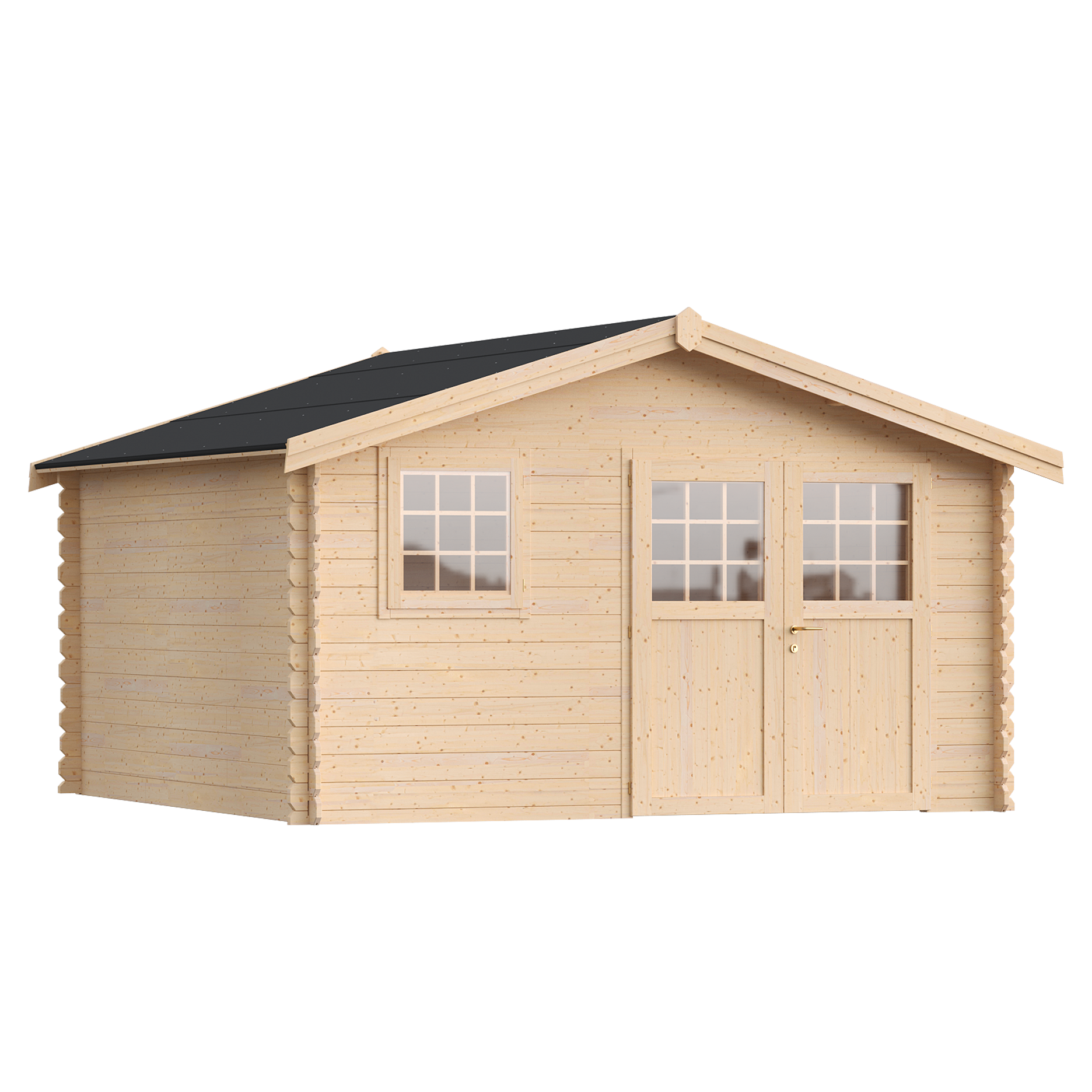 caseta de madera londra de 432x254x437 cm y 1369 m2 con 35 mm espesor y doble puerta abatible toscana garden