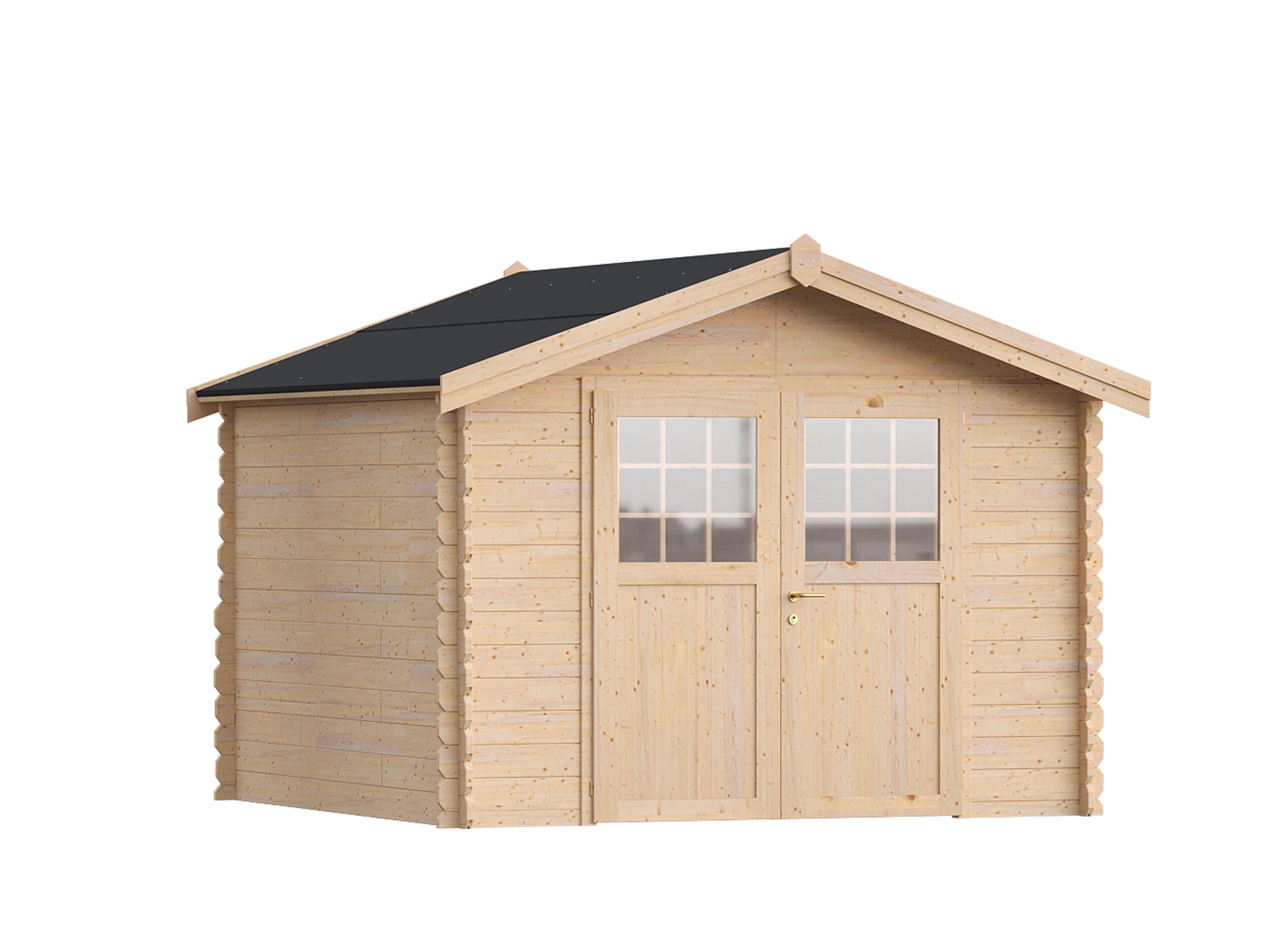 caseta de madera vienna de 340x236x343 cm y 888 m2 con 35 mm espesor y doble puerta abatible toscana garden
