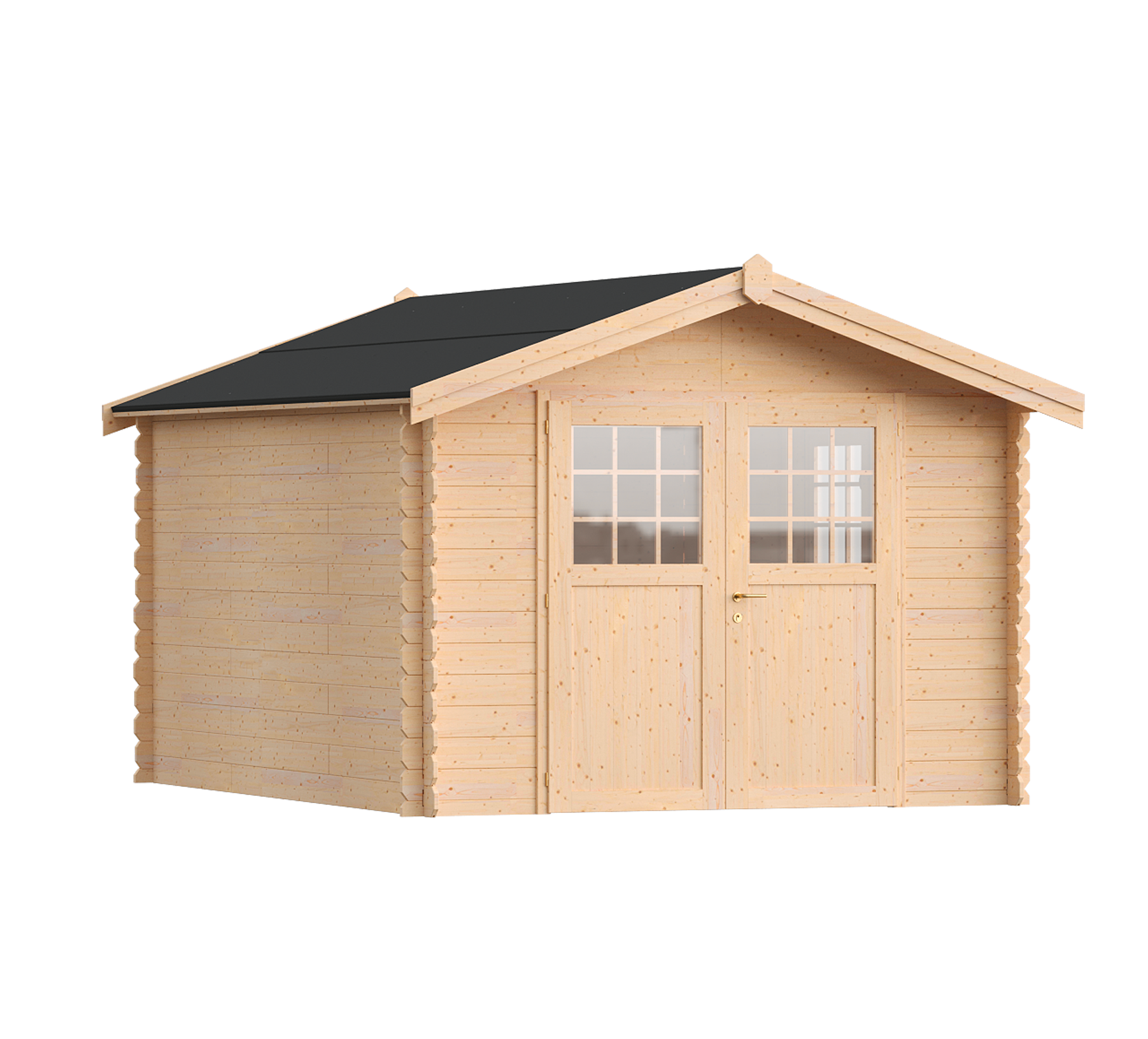 caseta de madera siena de 315x236x420 cm y 119 m2 con 25 mm espesor y doble puerta abatible toscana garden