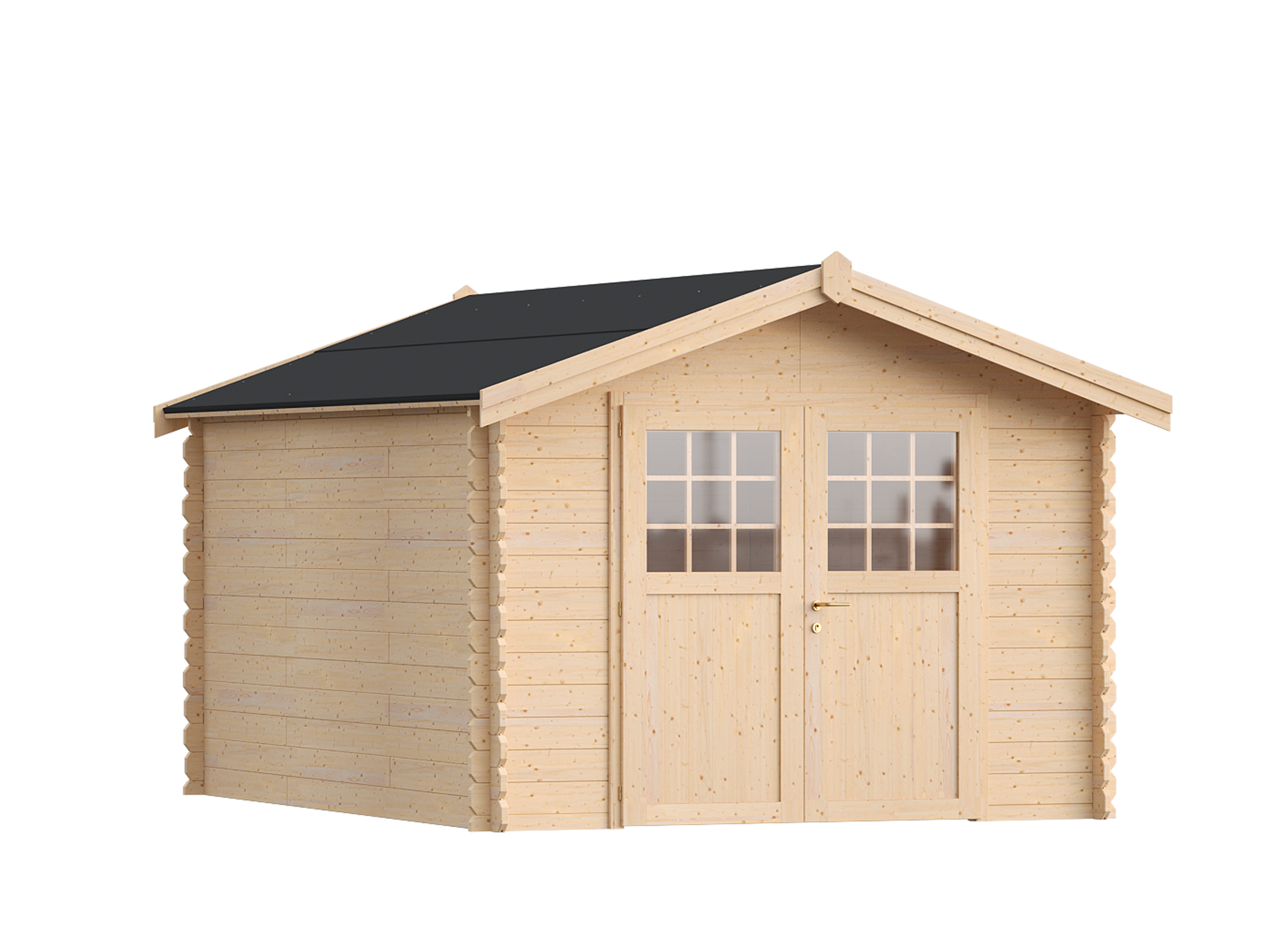 caseta de madera praga de 340x236x437 cm y 1168 m2 con 35 mm espesor y doble puerta abatible toscana garden