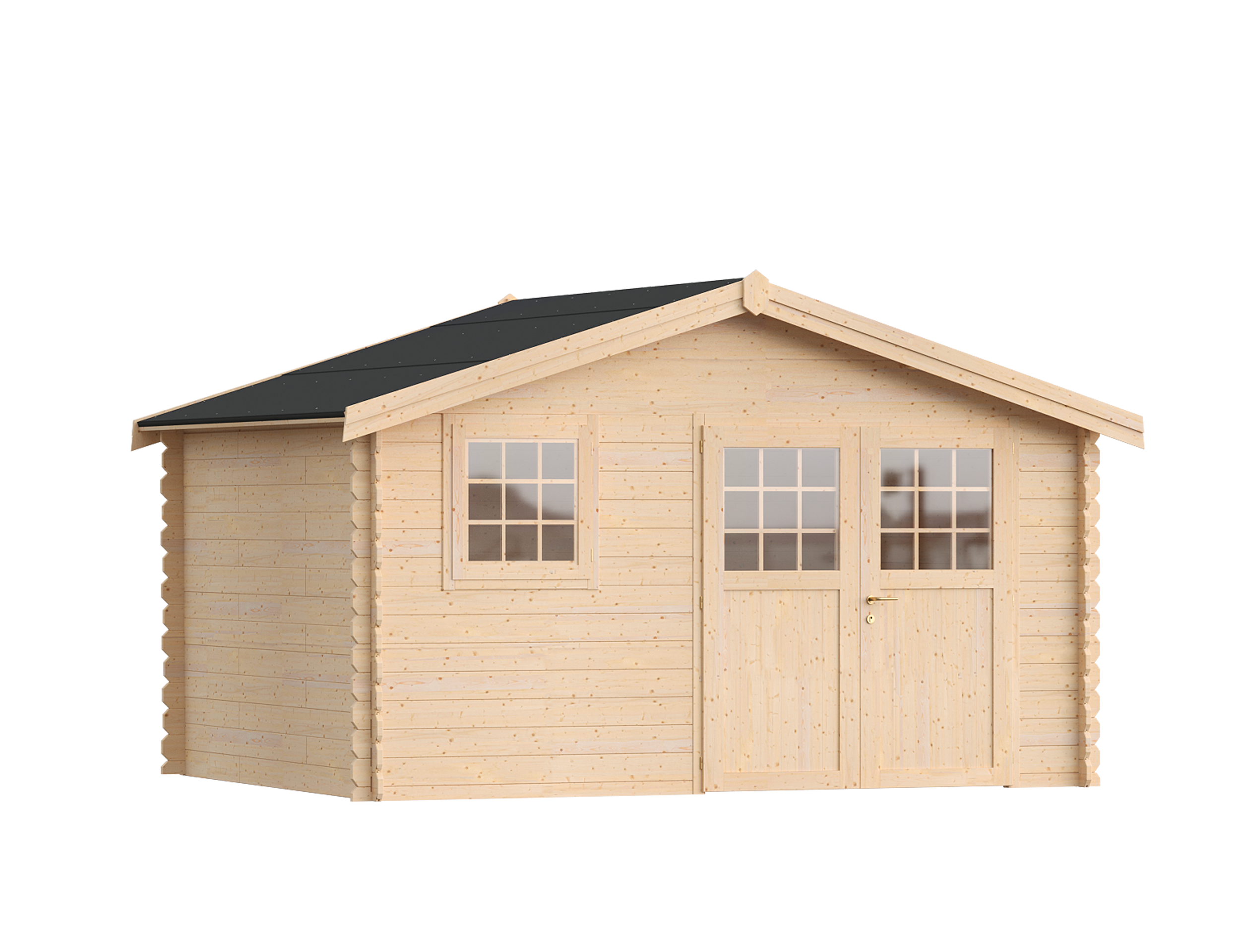 caseta de madera parigi de 432x254x343 cm y 1018 m2 con 35 mm espesor y doble puerta abatible toscana garden