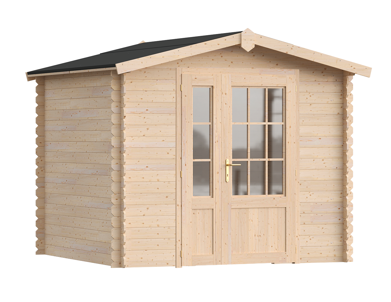 caseta de madera elba de 212x212x262 cm y 576 m2 con 20 mm espesor y doble puerta abatible toscana garden