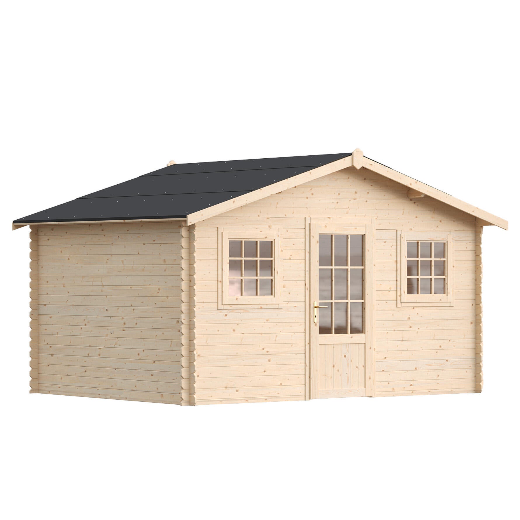 caseta de madera dolomiti de 434x241x321 cm y 1186 m2 con 25 mm espesor y puerta abatible toscana garden