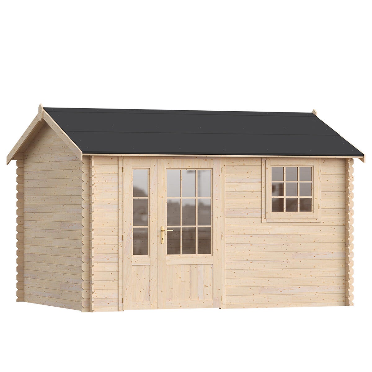 caseta de madera capraia de 373x259x283 cm y 959 m2 con 25 mm espesor y doble puerta abatible toscana garden
