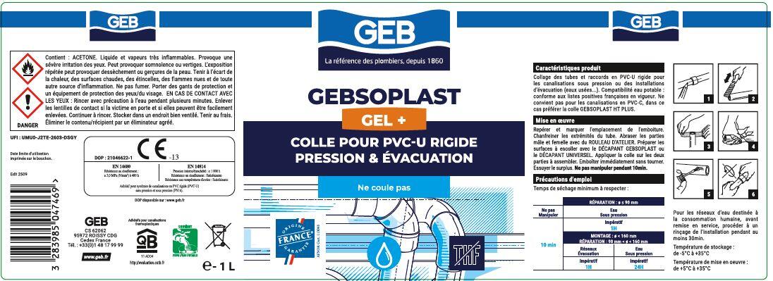 Colle PVC 1 L Gebsoplast Gel Plus - GEB - 3