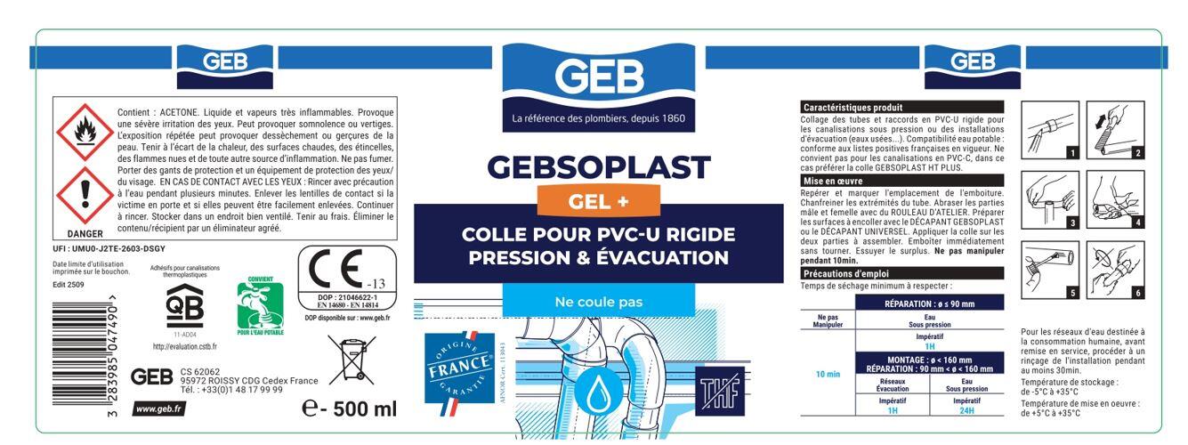 Colle PVC 500 ml Gebsoplast Gel Plus - GEB - 3