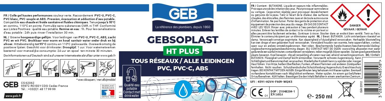 Colle PVC 250 ml Gebsoplast HT Plus - GEB - 2