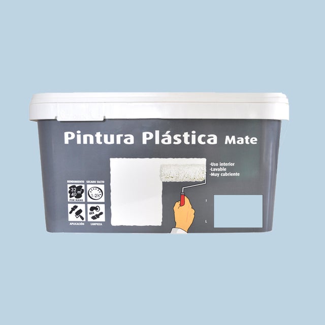 Pintura de interior Montó color celeste mate 4L para paredes y techos, tiempo de secado 1h
