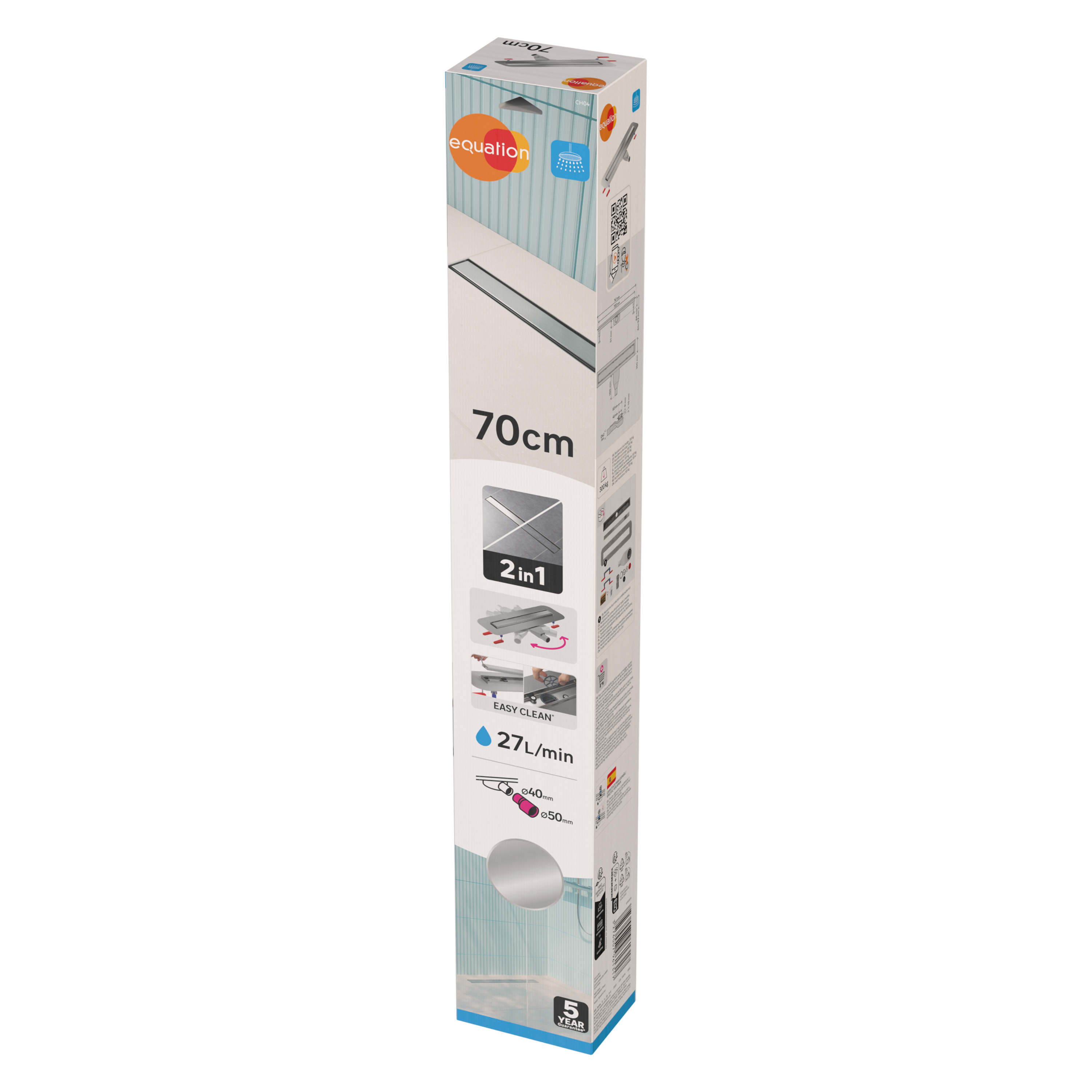 Sifão orientável EQUATION rectangular 700mm cromado - 7