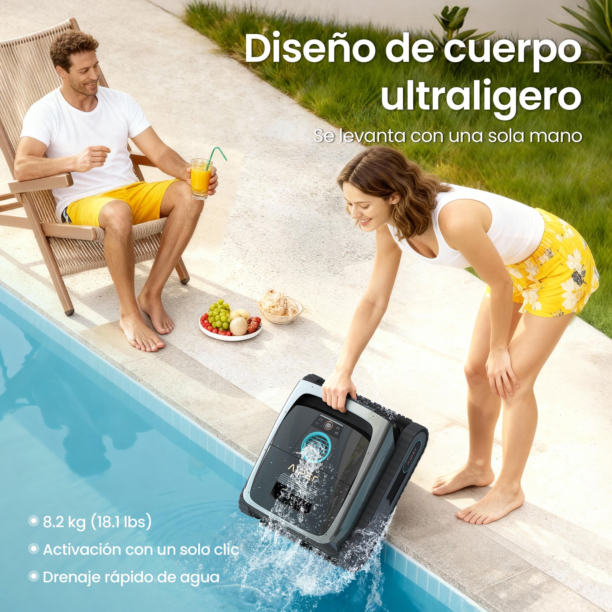 Limpiafondos a batería AIPER Scuba V3 para fondo, línea de flotación, escalera y pared con autonomía de 180 min - 10