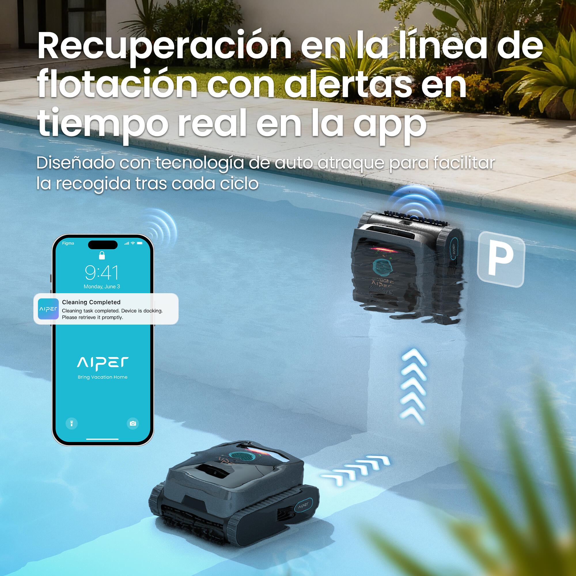 Limpiafondos a batería AIPER Scuba V3 para fondo, línea de flotación, escalera y pared con autonomía de 180 min - 8