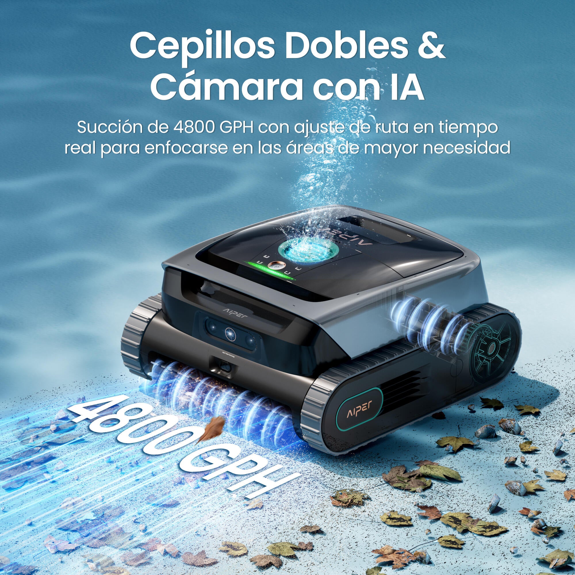 Limpiafondos a batería AIPER Scuba V3 para fondo, línea de flotación, escalera y pared con autonomía de 180 min - 6