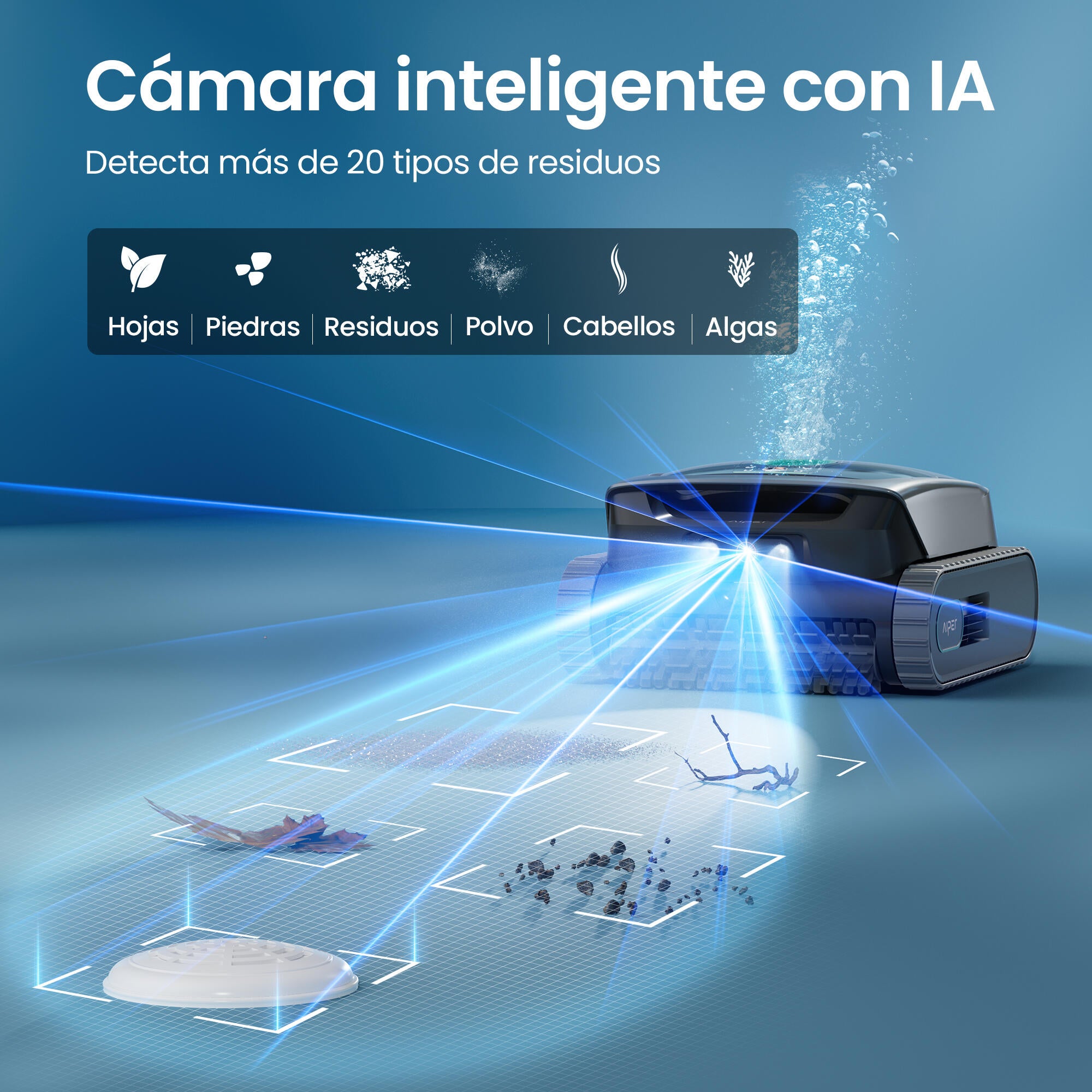 Limpiafondos a batería AIPER Scuba V3 para fondo, línea de flotación, escalera y pared con autonomía de 180 min - 5