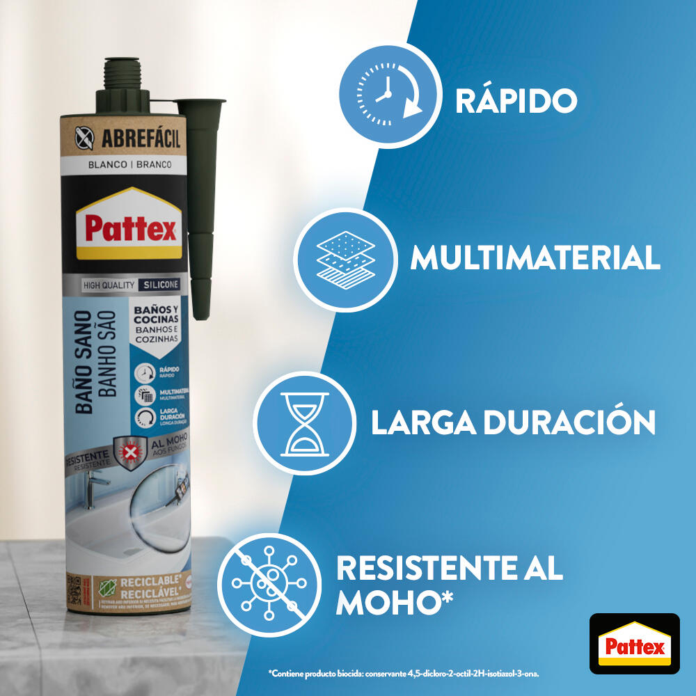 Silicona antimoho Baños y Cocinas Pattex 280 ml transparente - 4