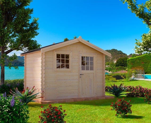 Casetta da giardino in legno naturale 2 x 3 m, superficie esterna 5.89 m² e spessore parete 25 mm, senza pavimento porta ad anta singola, TOSCANA GARDEN Lucca
