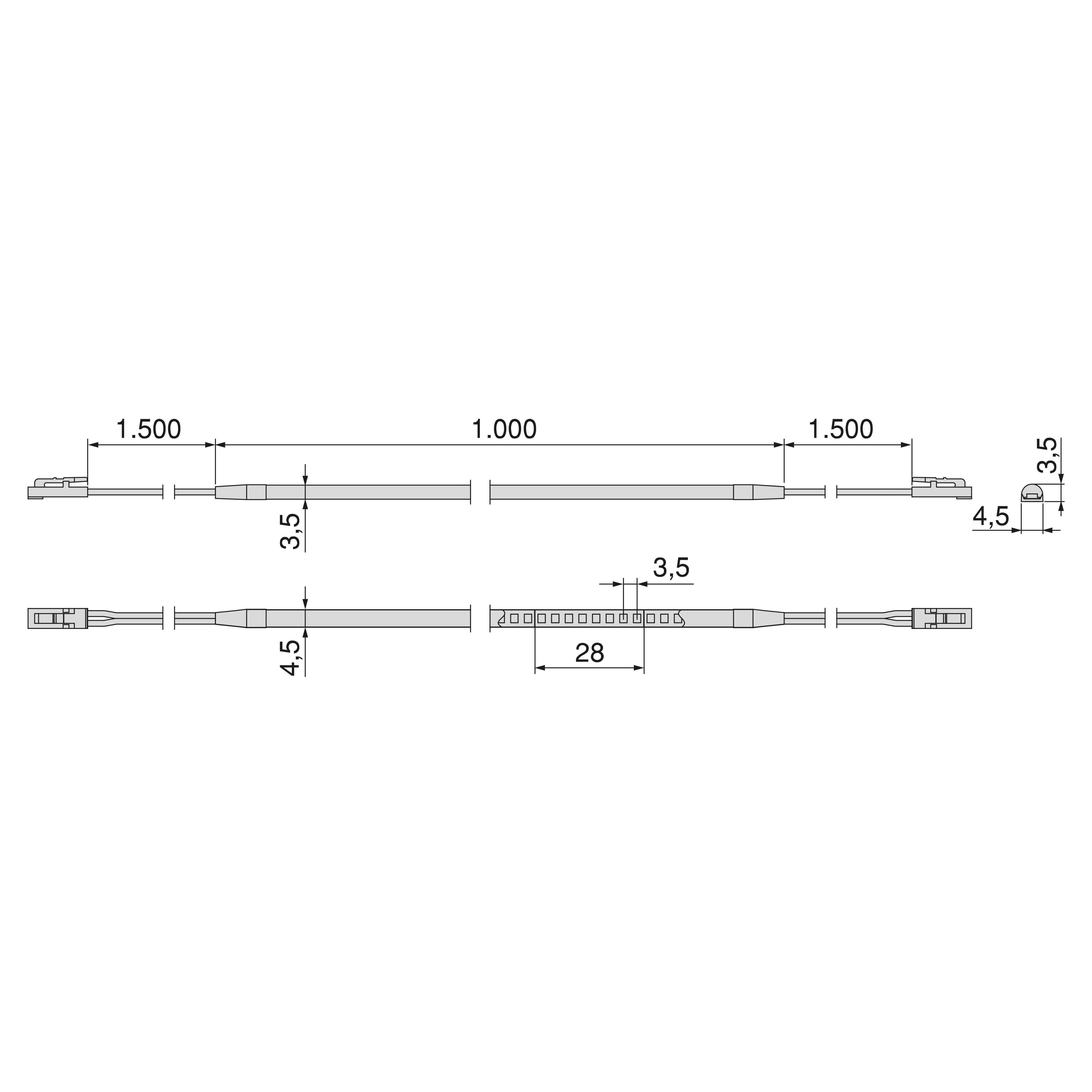 Tira LED 24V SOB de Armarios con adhesivo ultraresistente y luz blanco neutro, 1m - 8
