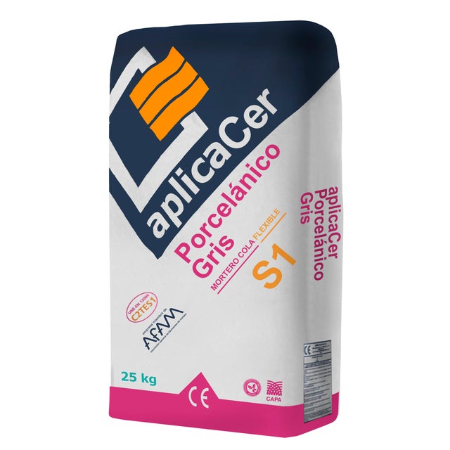 CEMENTO COLA APLICACER PORCELÁNICO FLEXIBLE C2TES1 25KG GRIS