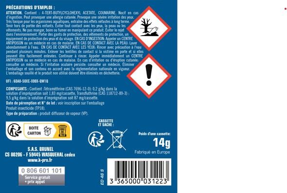 Lot de 2 Cartouche de répulsif mites et larves K.PRO - 4