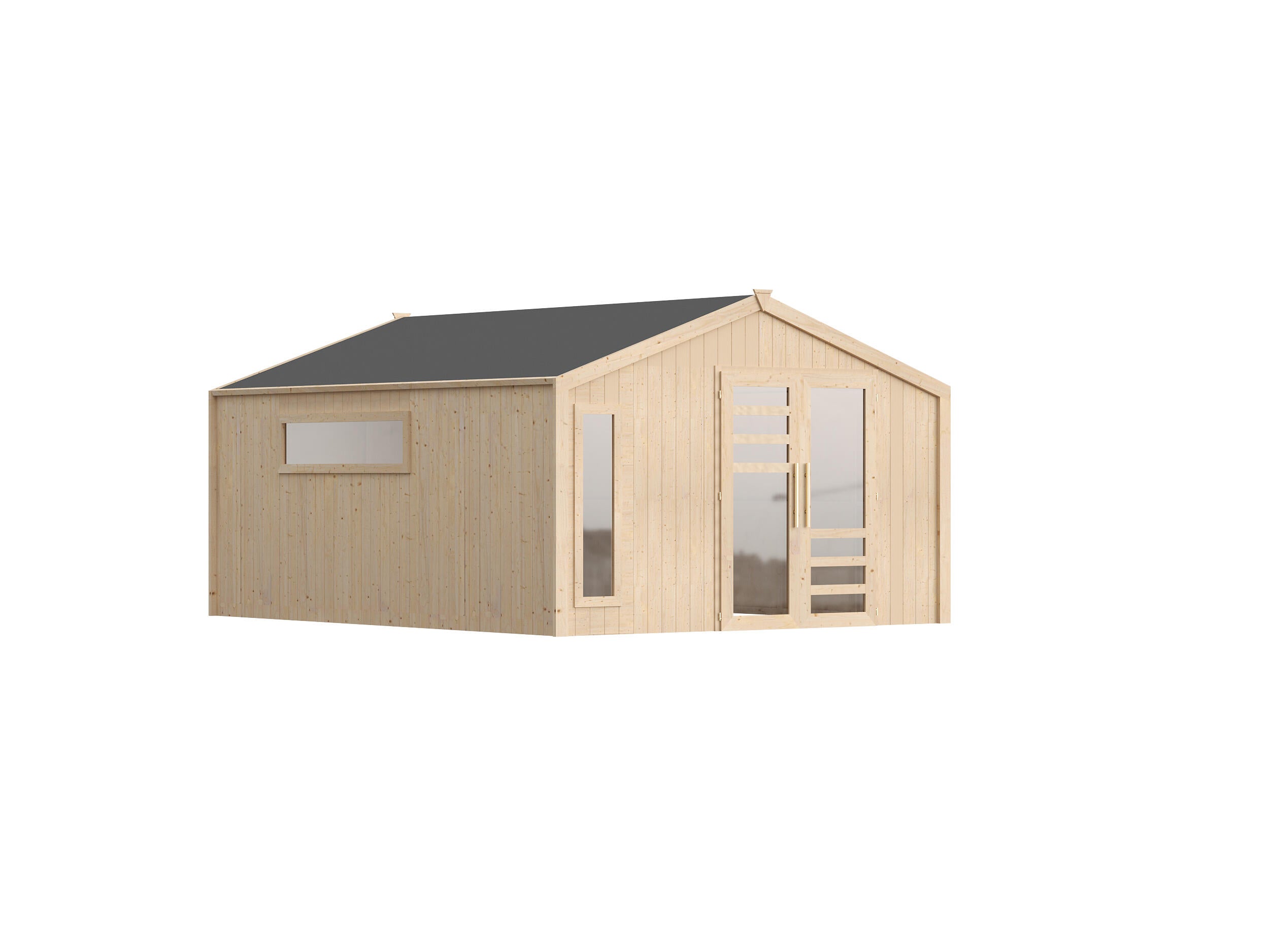 caseta de madera materia 4x5 de 397x263x503 cm y 1981 m2 con 25 mm espesor y doble puerta abatible toscana garden
