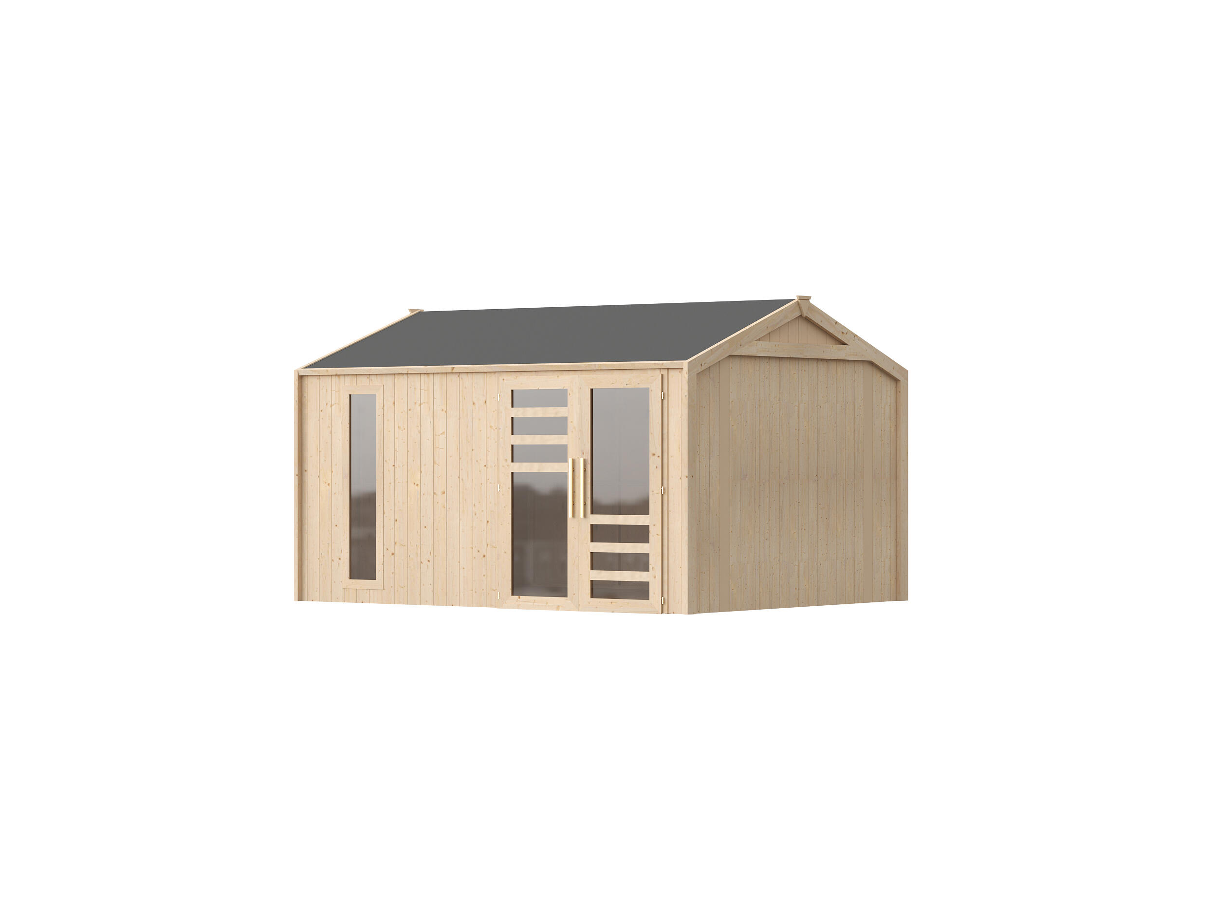 caseta de madera materia 3x4 de 315x250x408 cm y 1269 m2 con 25 mm espesor y doble puerta abatible toscana garden